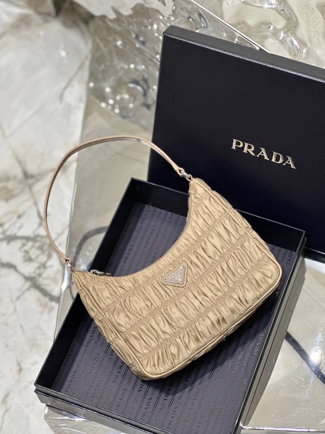 Pra*a Saffiano Mini Bag Pink/Beige/Blue For Women 8.6 in / 22 cm