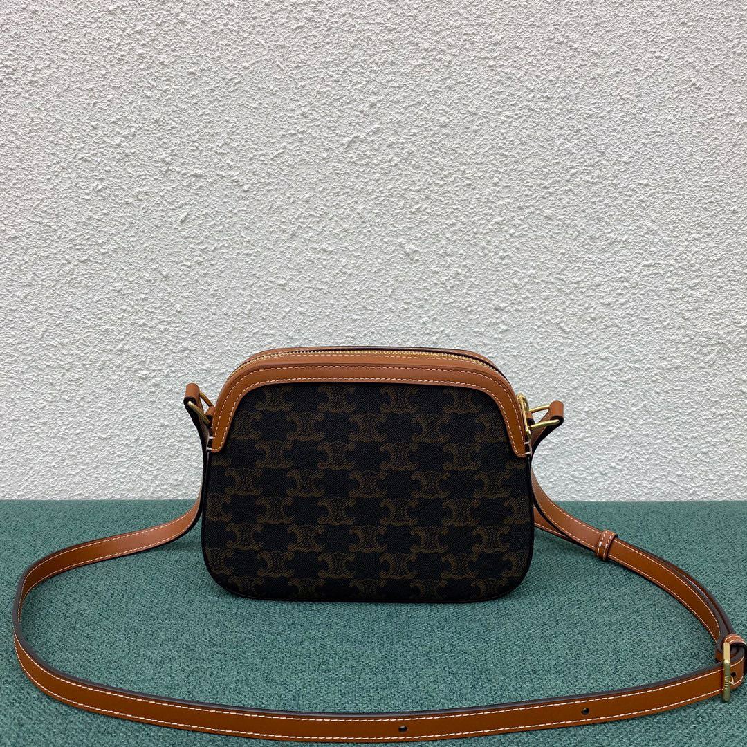 Ce1i*e Small Camera Triomphe Canvas Bag Brown For Women‎ 8in/20cm