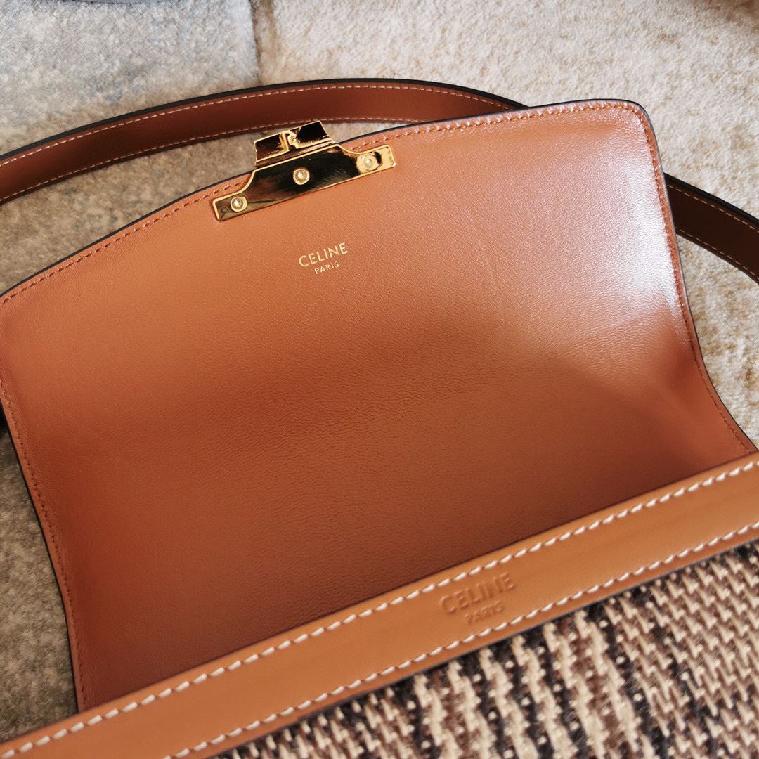 Ce1i*e Teen Triomphe Check Bag Brown For Women‎ 7in/18.5cm
