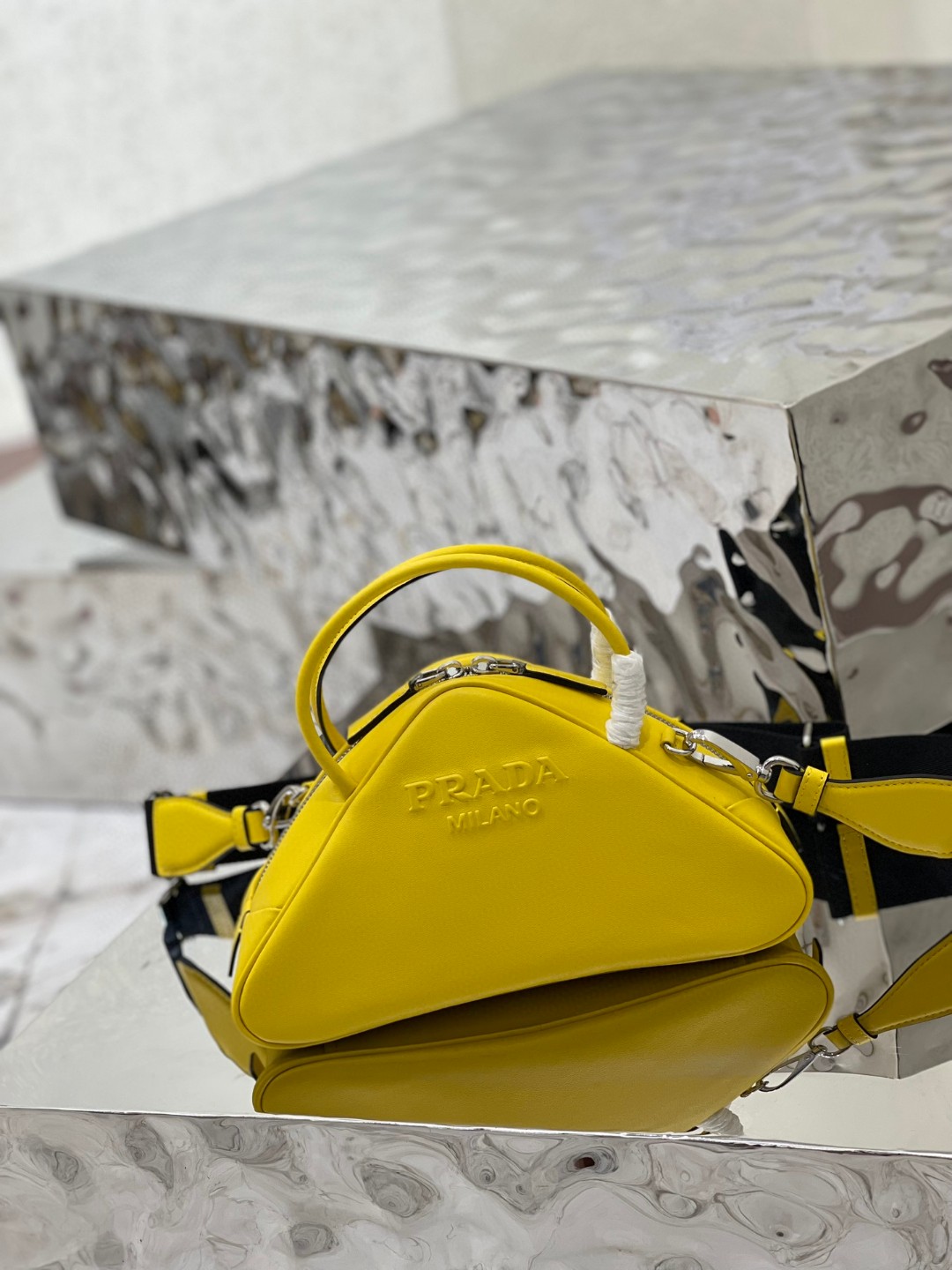 Pra*a Triangle Bag Yellow/Green For Women 9.8 in / 25 cm 1BB082_2BYA_F0377_V_NEO