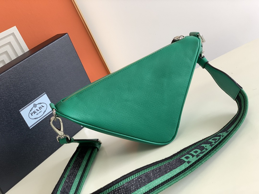 Pra*a Saffiano Pra*a Triangle Bag Green/Black/White For Women 11.1 in / 28 cm 2VH155_2FAD_F0458_V_OOO