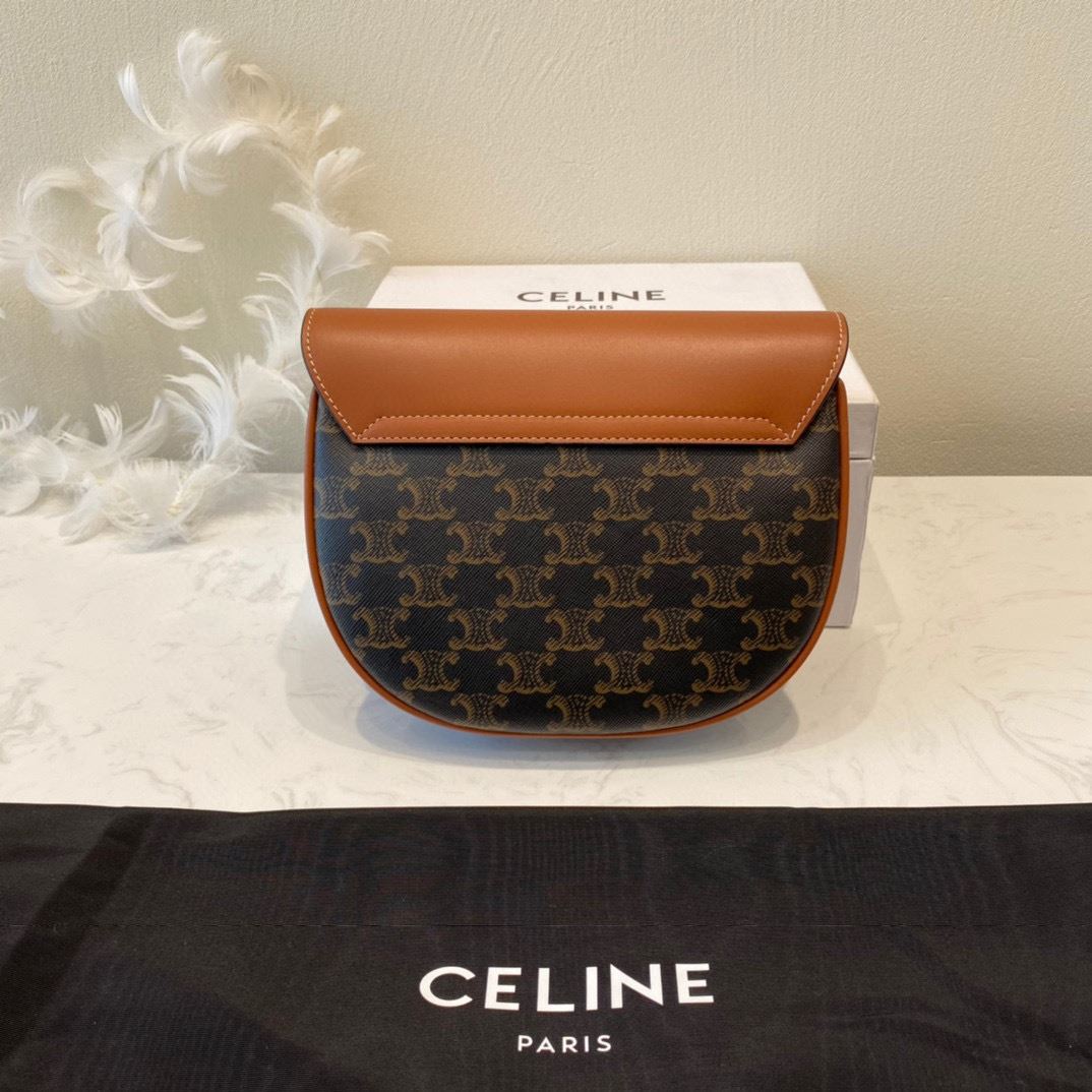 Ce1i*e Triomphe Saddle Bag In Canvas Brown For Women‎ 8.3in/21cm