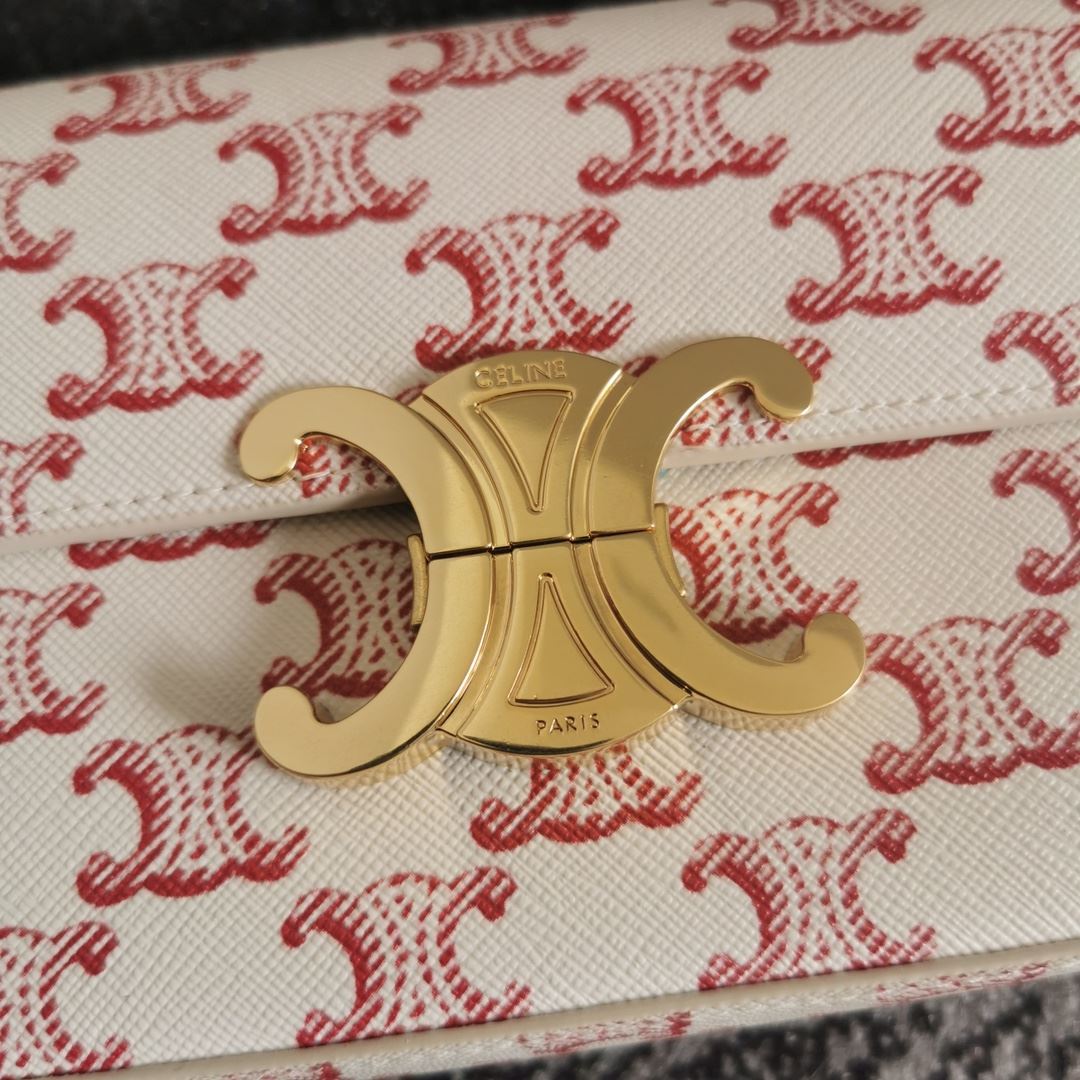 Ce1i*e Triomphe Shoulder Bag In Canvas Brown/ Light Yellow/White For Women‎ 8in/20cm 194142CUZ.04LU