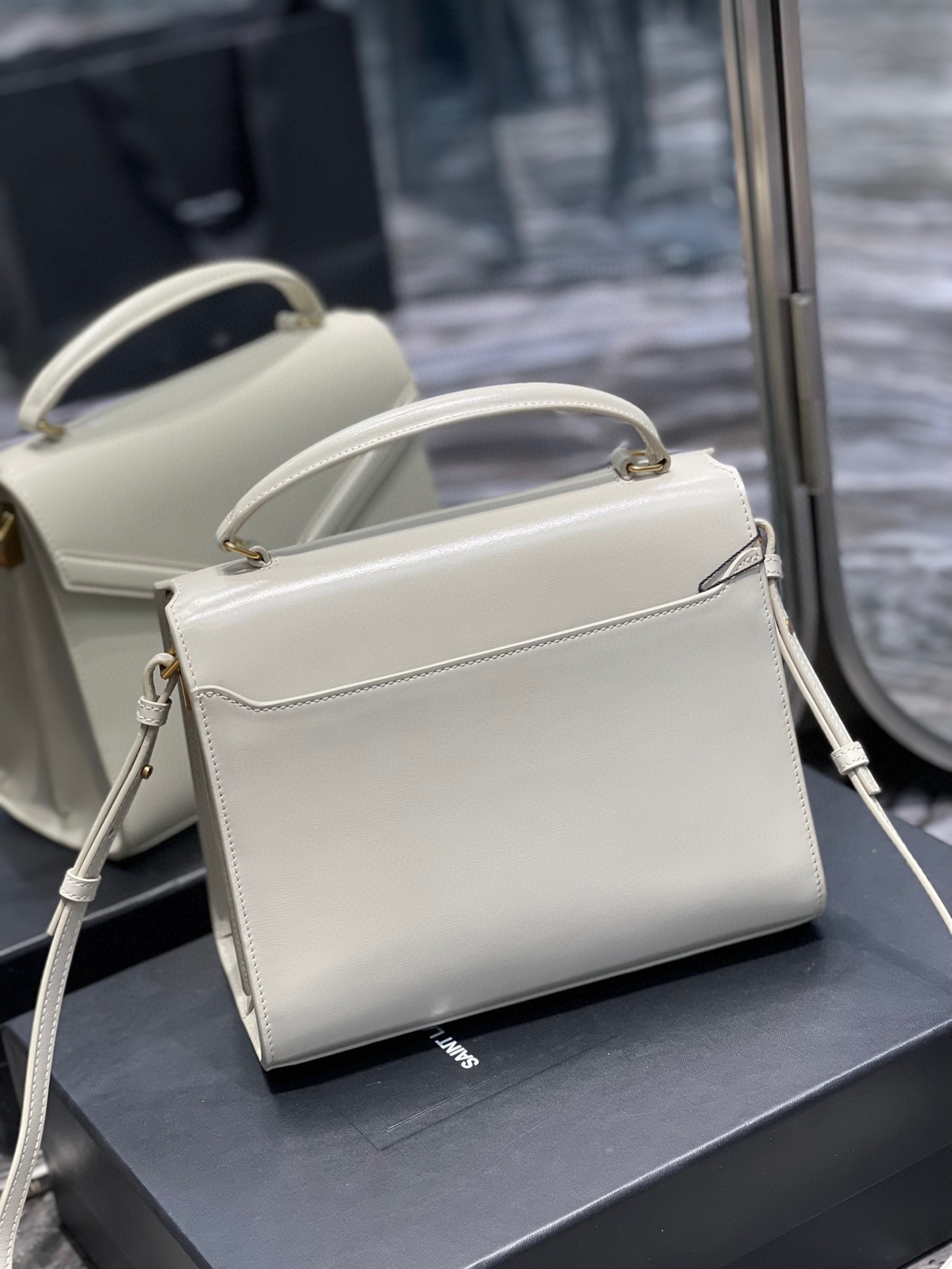 Sa1nt Lau*nt Cassandra Medium Top Handle Bag Black/White/Burgundy/Grey/Brown For Women‎ 9.6in/24.5cm