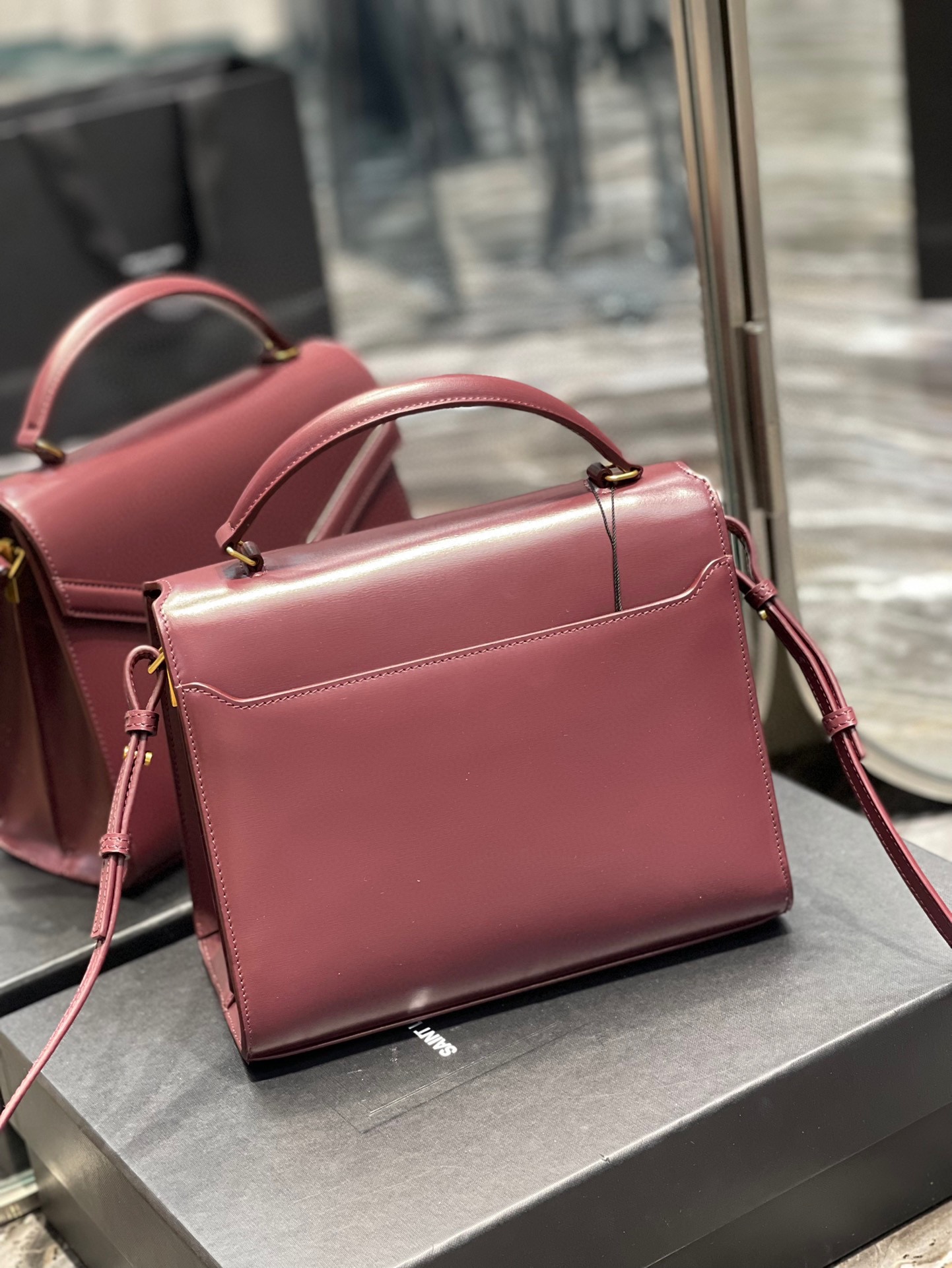 Sa1nt Lau*nt Cassandra Medium Top Handle Bag Black/White/Burgundy/Grey/Brown For Women‎ 9.6in/24.5cm