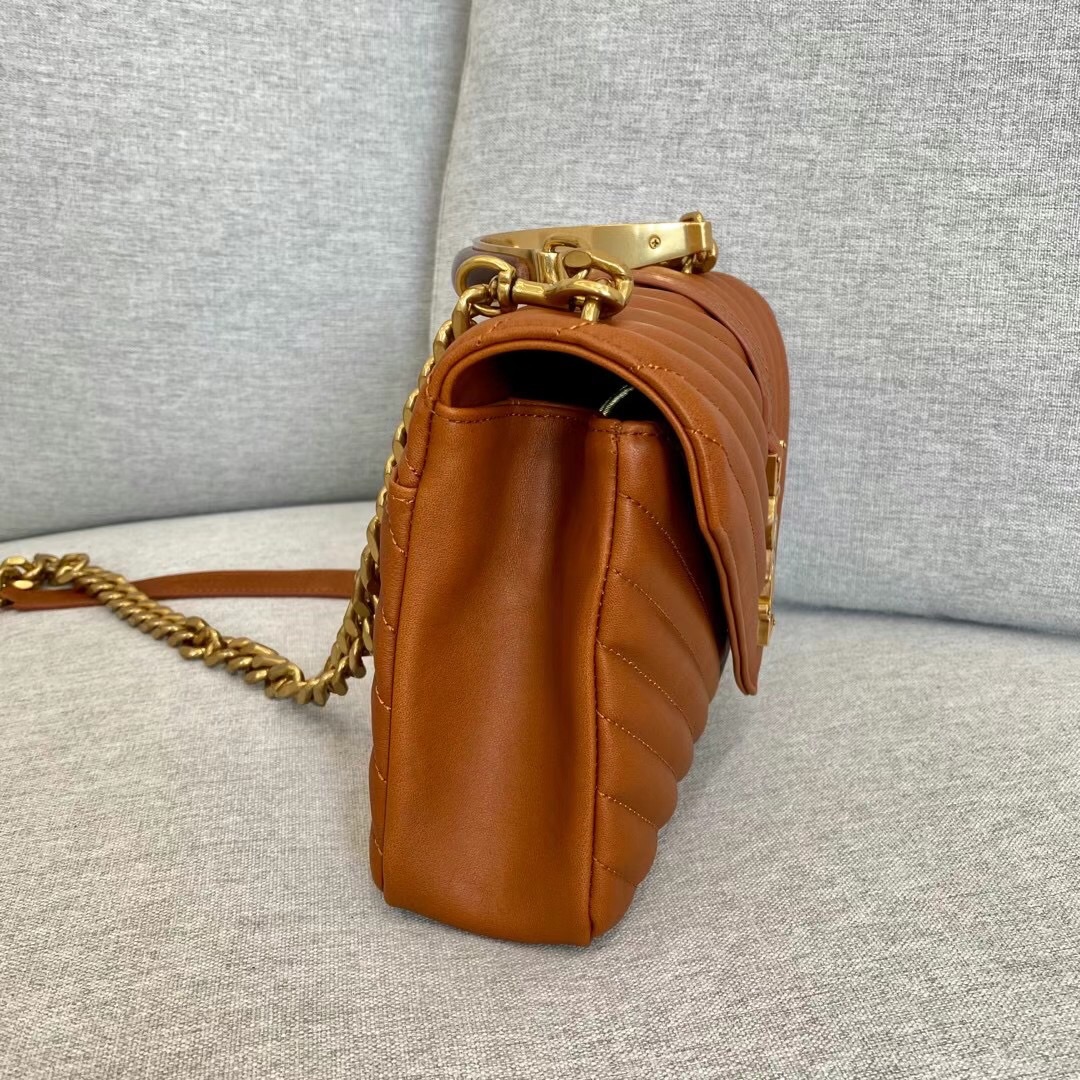 [True-to-ORIGINAL] Sa1nt Lau*nt College Medium Chain Bag Brown For Women‎ 9.4in/24cm 6002791U8077715