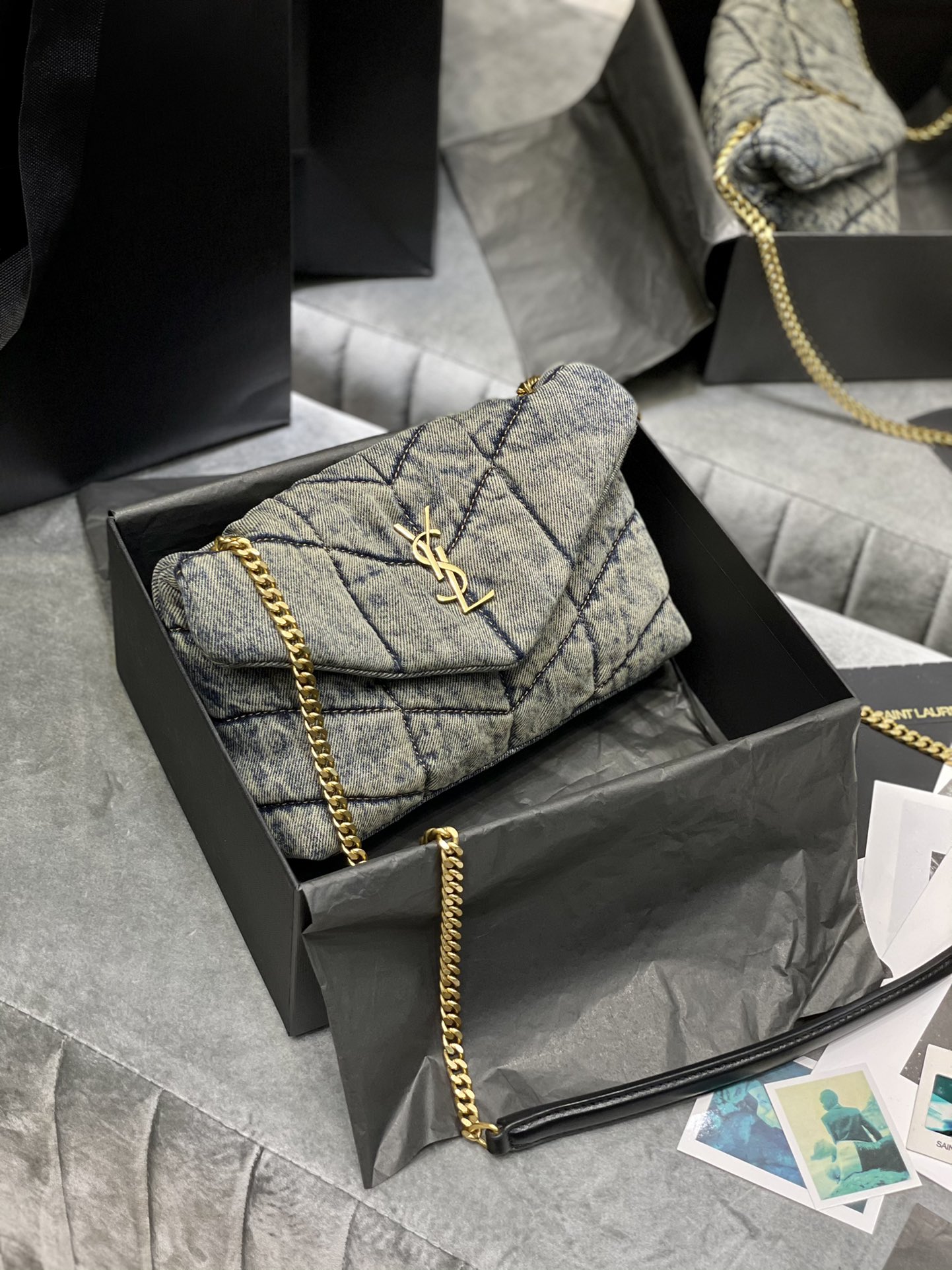 Sa1nt Lau*nt Puffer Toy Bag Grey For Women‎ 9in/23cm