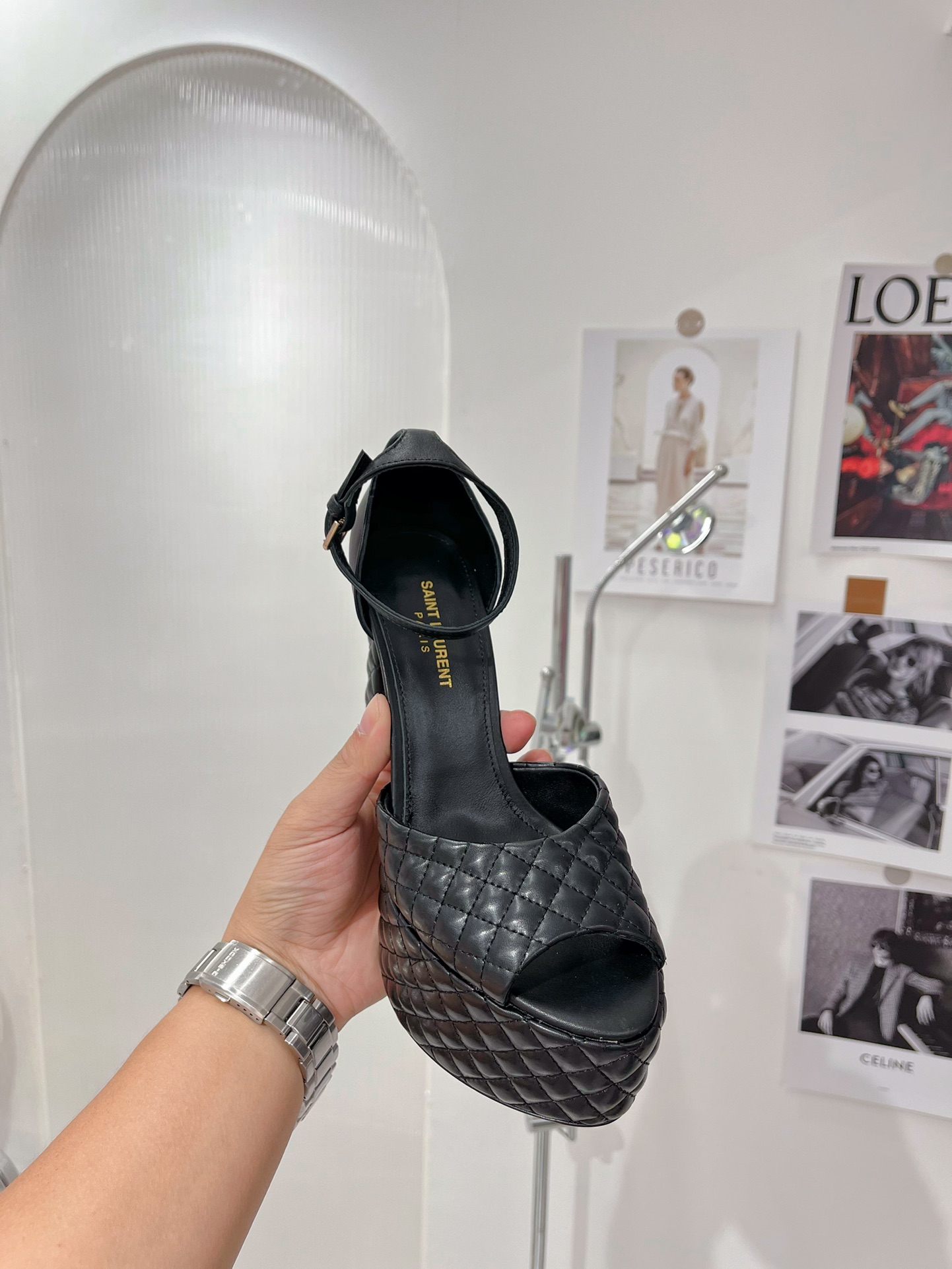 Sa1nt Lau*nt Jodie Platform Sandals In Smooth Black For Women