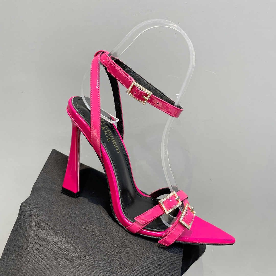 Sa1nt Lau*nt Lila Sandals In Patent Pink For Women