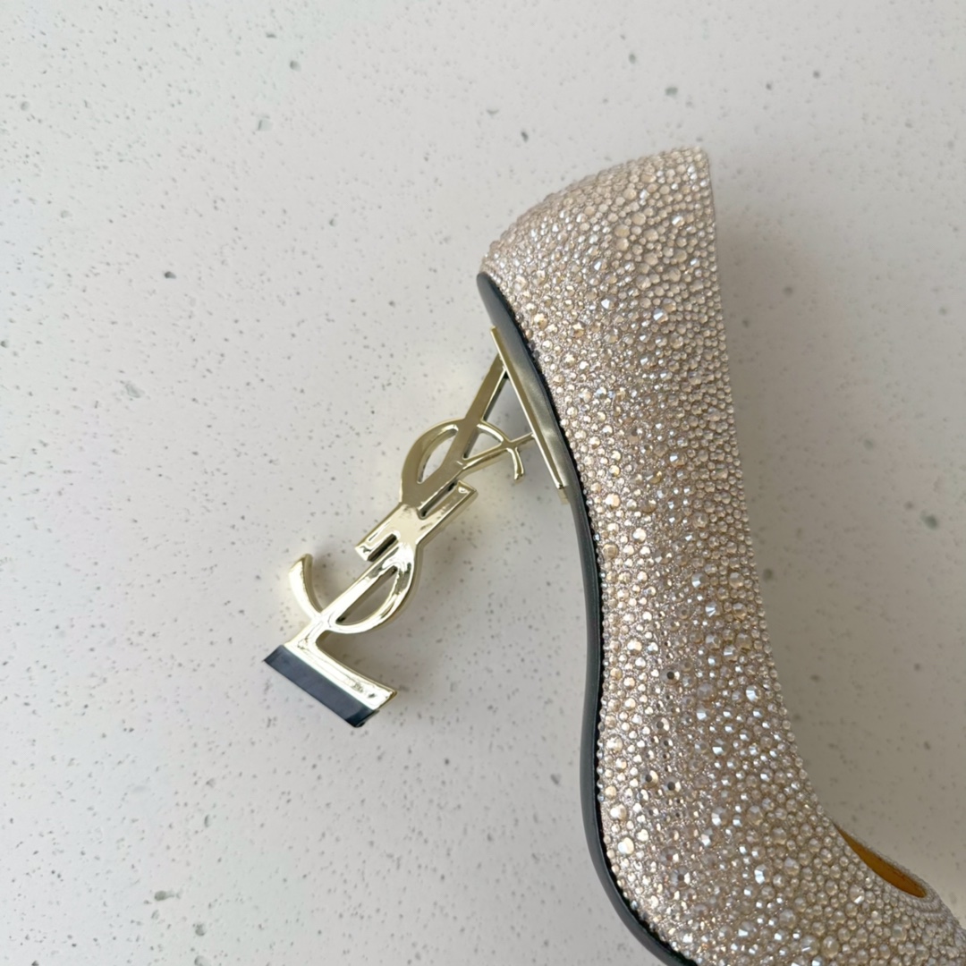 Sa1nt Lau*nt Opyum Pumps In Rhinestones Gold For Women