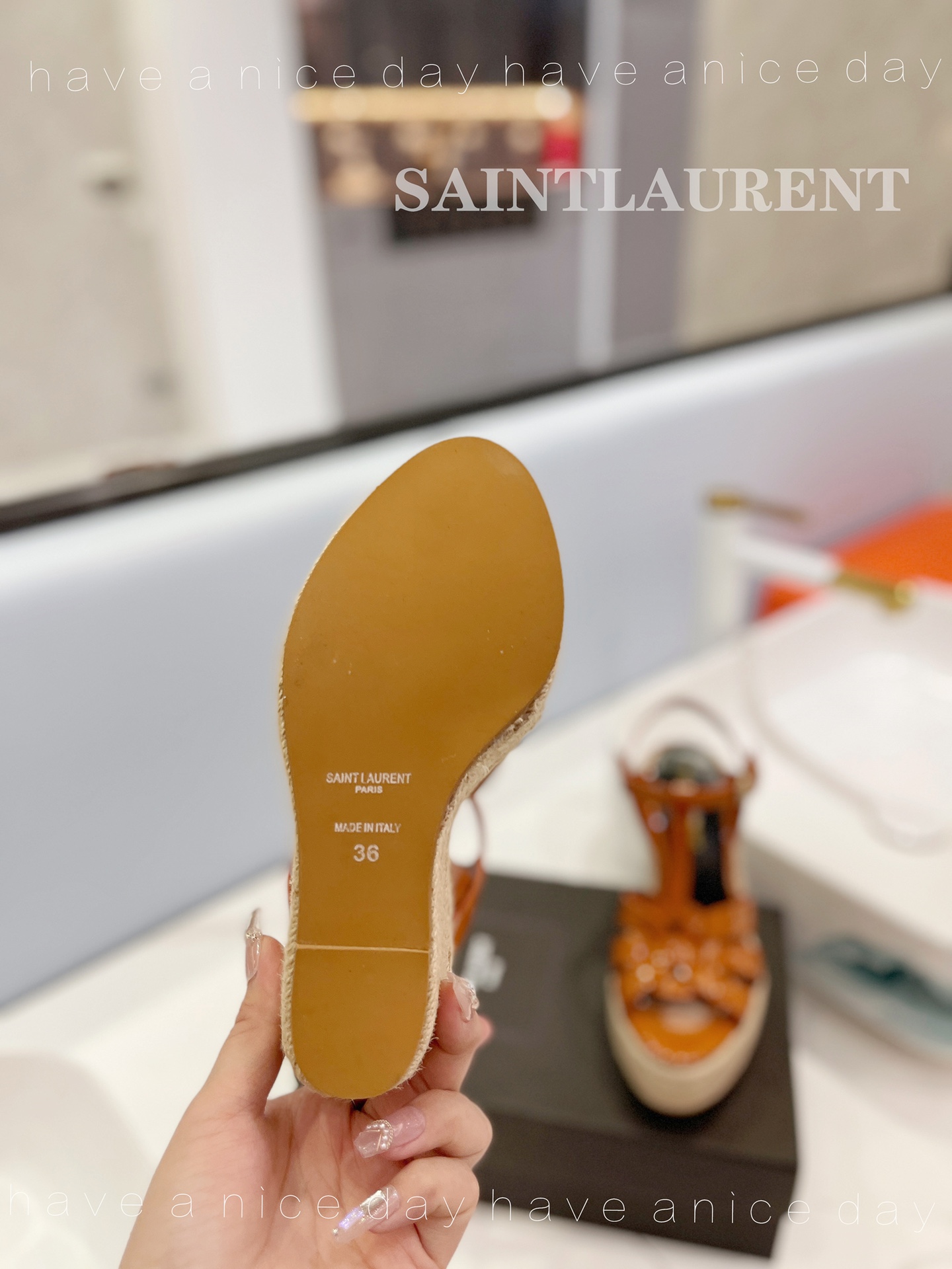 Sa1nt Lau*nt Tribute Espadrilles In Patent Brown For Women
