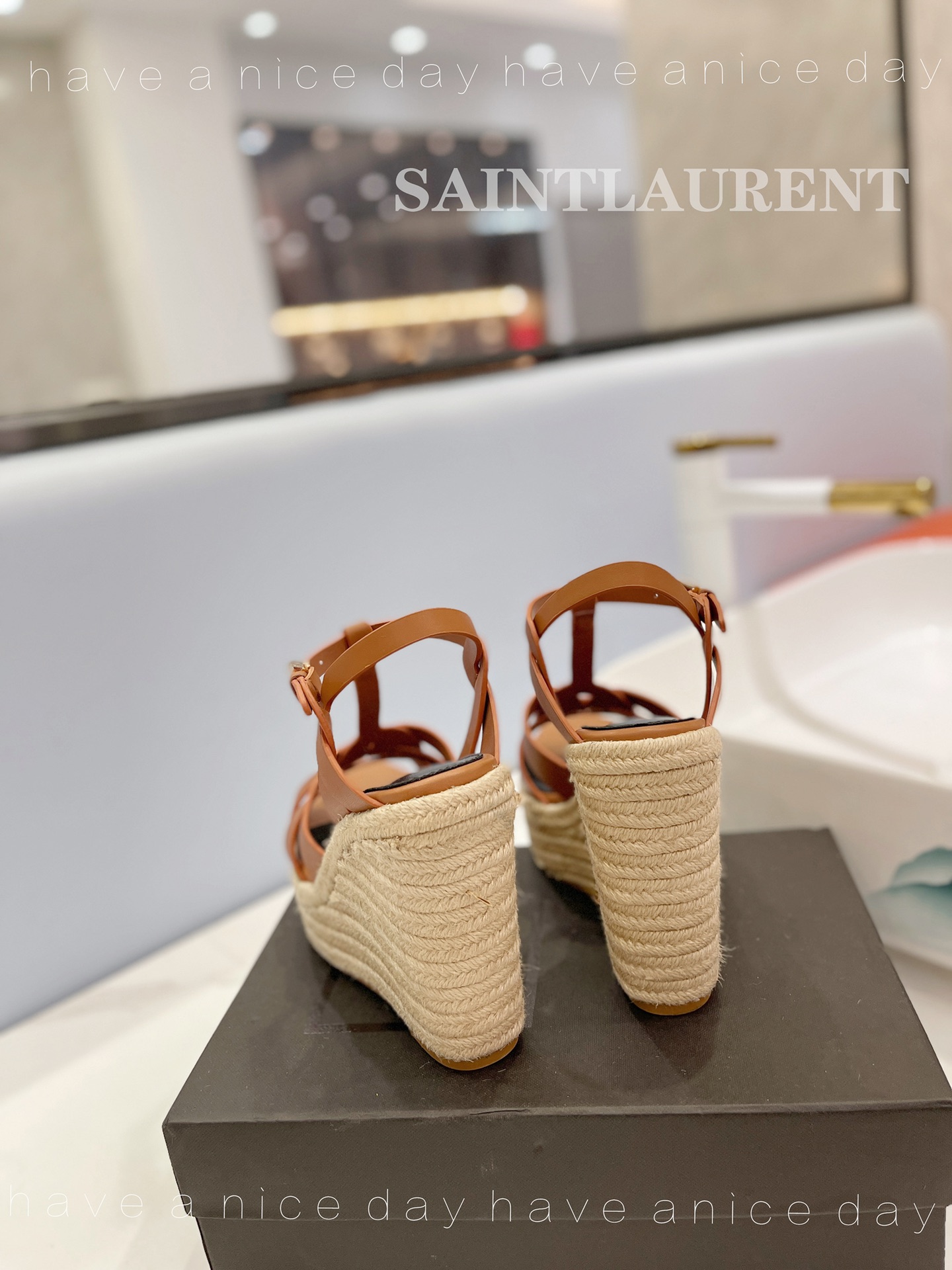 Sa1nt Lau*nt Tribute Espadrilles In Smooth Brown For Women