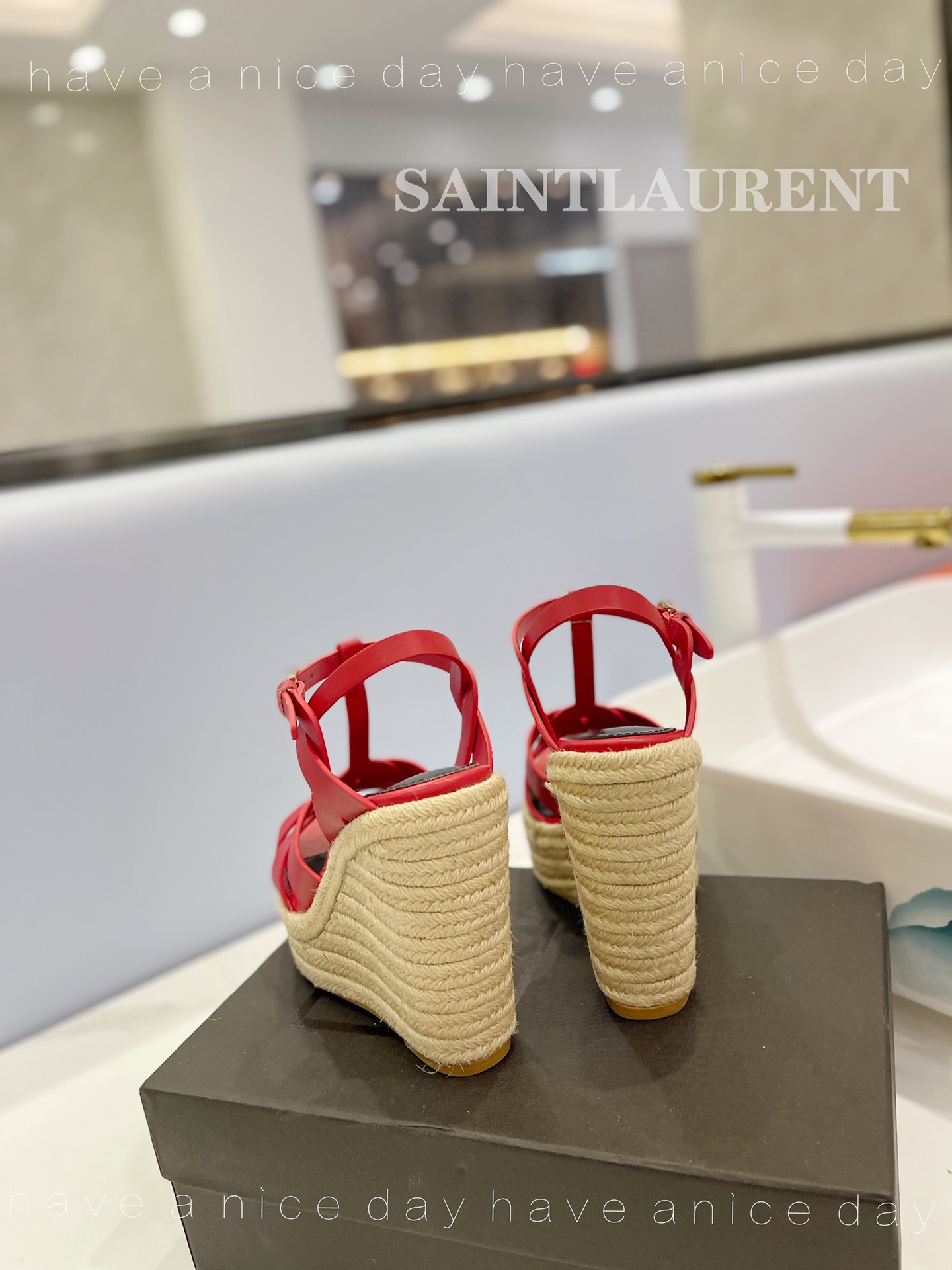 Sa1nt Lau*nt Tribute Espadrilles In Smooth Red For Women