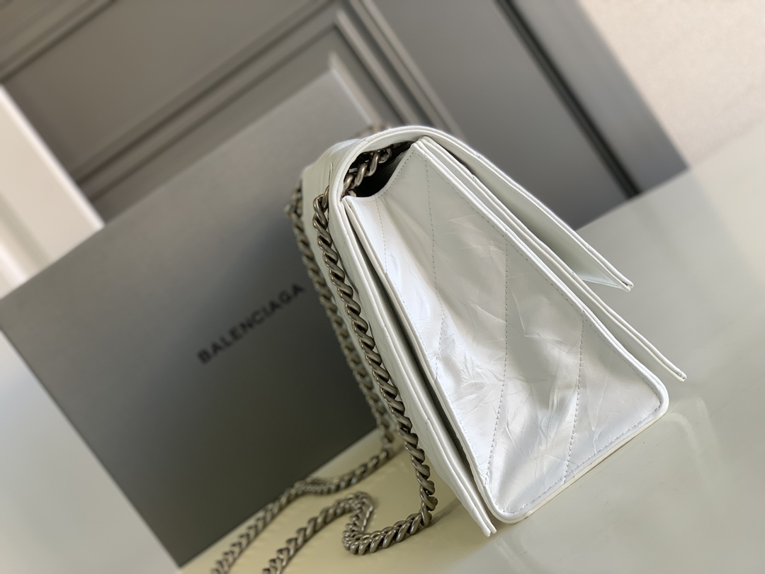 Ba1en*iaga Crush Medium Chain Bag Quilted In Optic White For Women 12.2in/31cm 716393210J09001