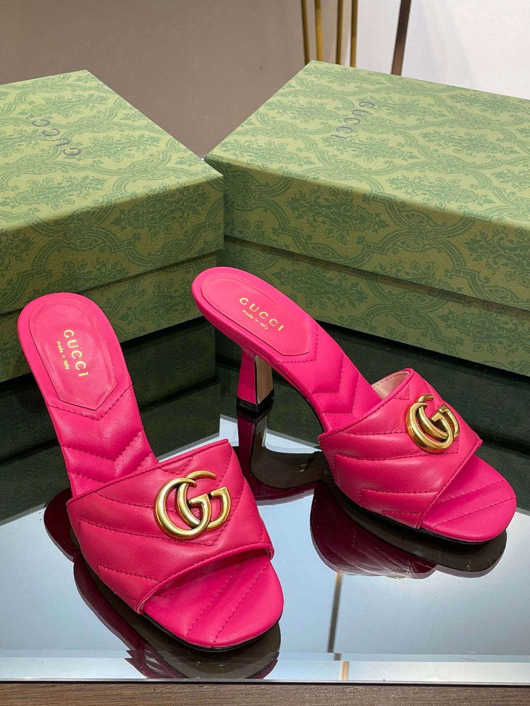 Gvc*1 Double G Slide Sandal Pink For Women 674839 BKO00 5752