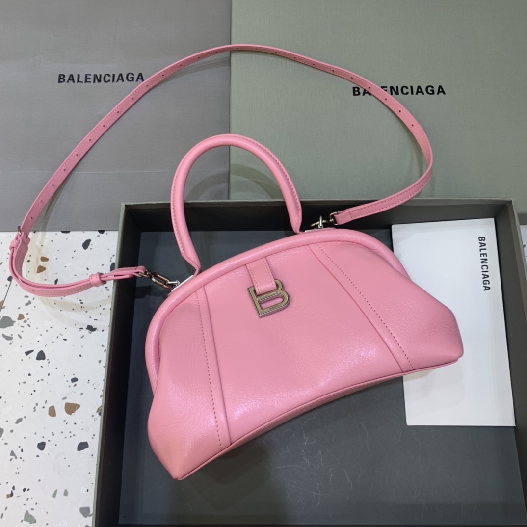 Ba1en*iaga Editor Small Top Handle Bag Pink/Black For Women 10.6 in/27 cm