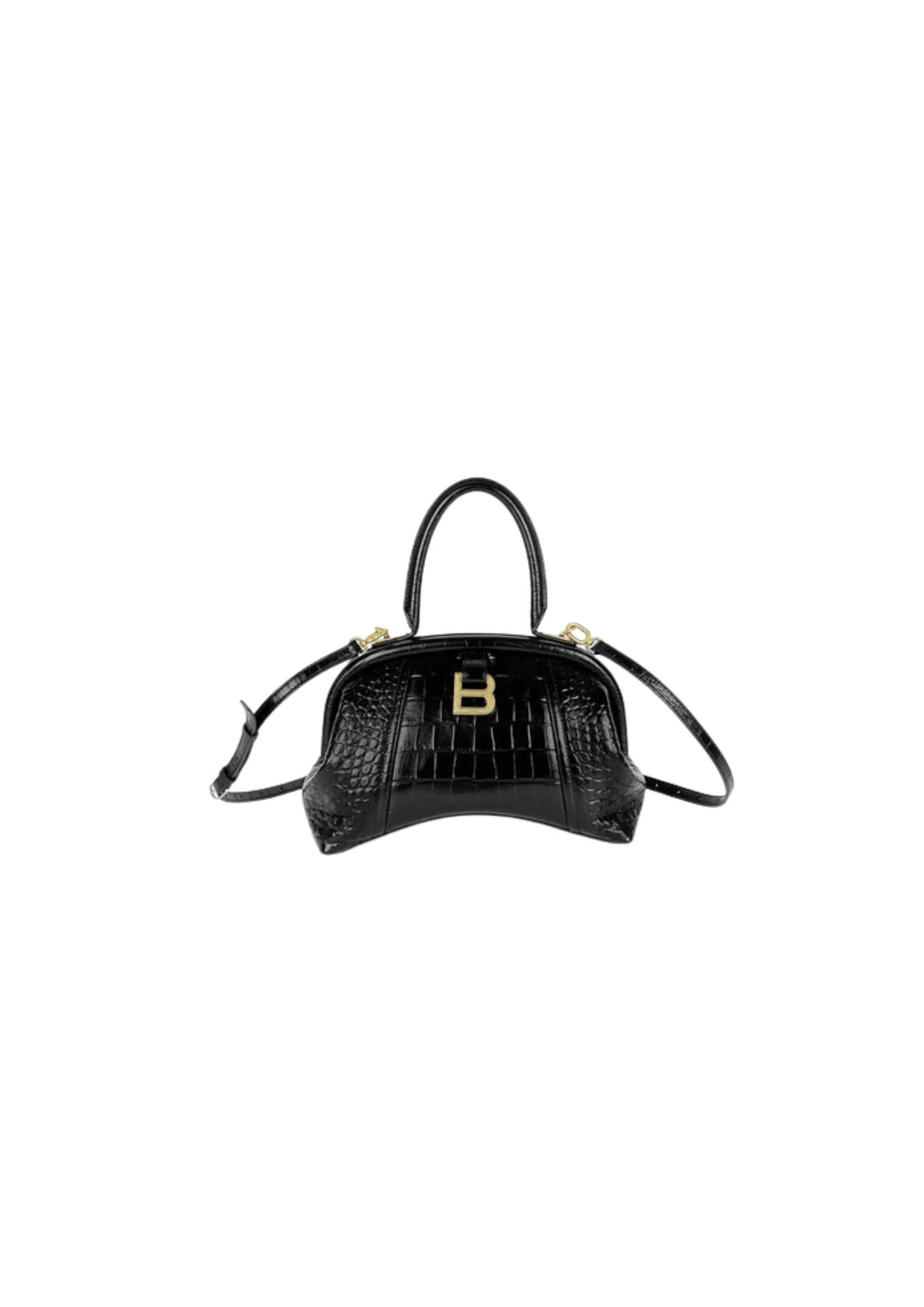 Ba1en*iaga Editor Small Top Handle Bag Embossed Black/Pink For Women 10.6 in/27 cm