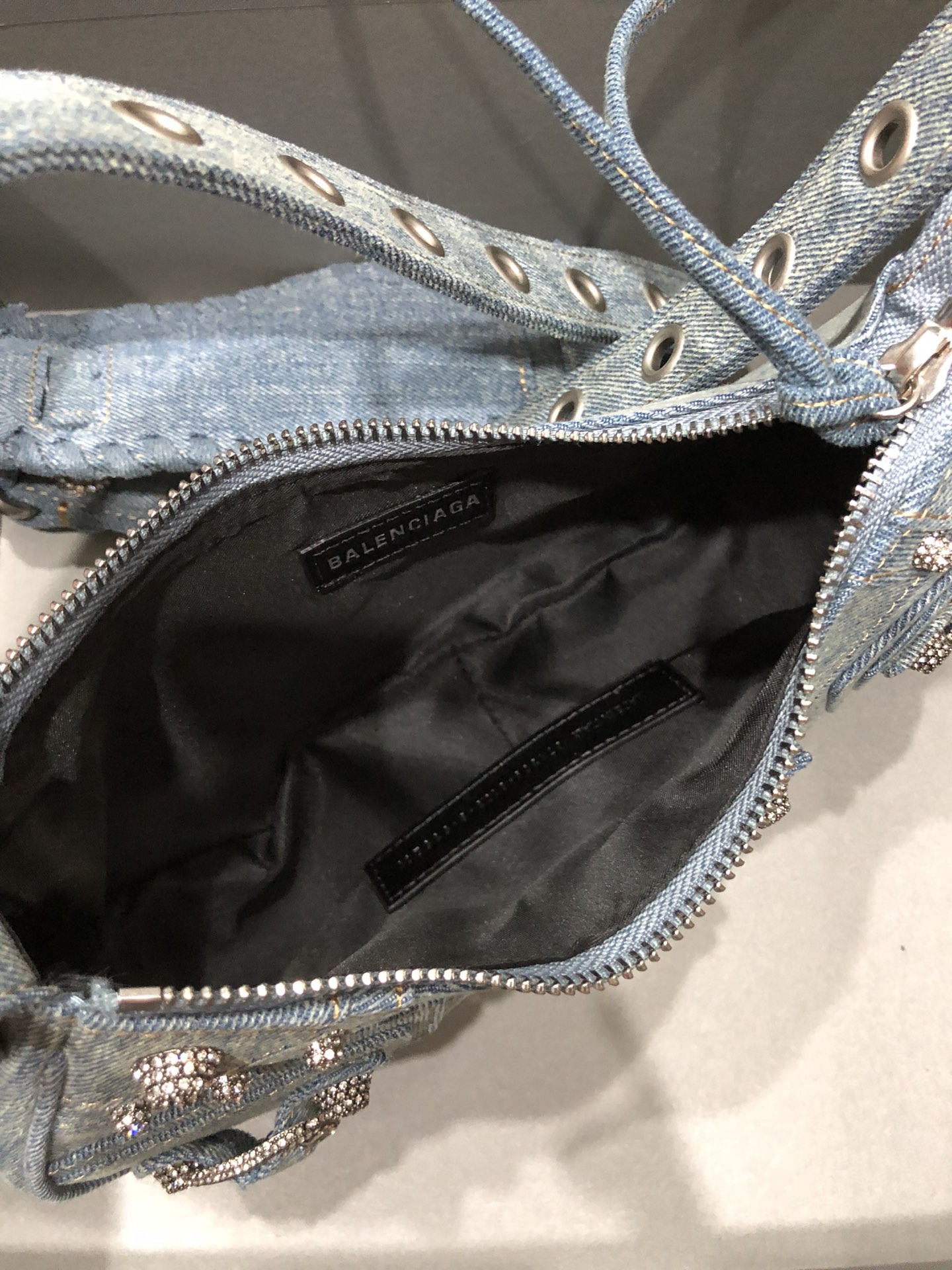 Ba1en*iaga Le Cagole Small Shoulder Bag Denim In Blue For Women 13in/33cm
