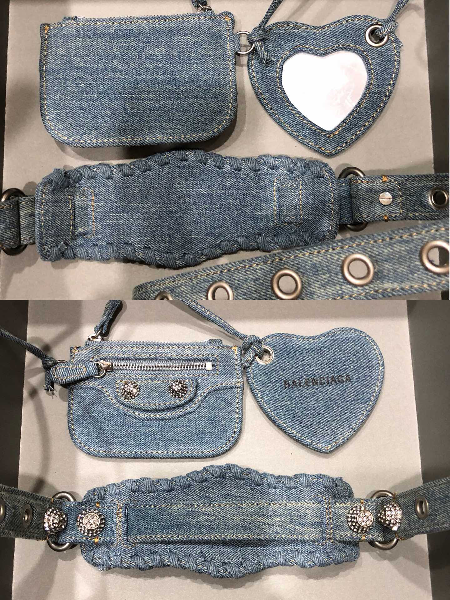 Ba1en*iaga Le Cagole Small Shoulder Bag Denim In Blue For Women 13in/33cm