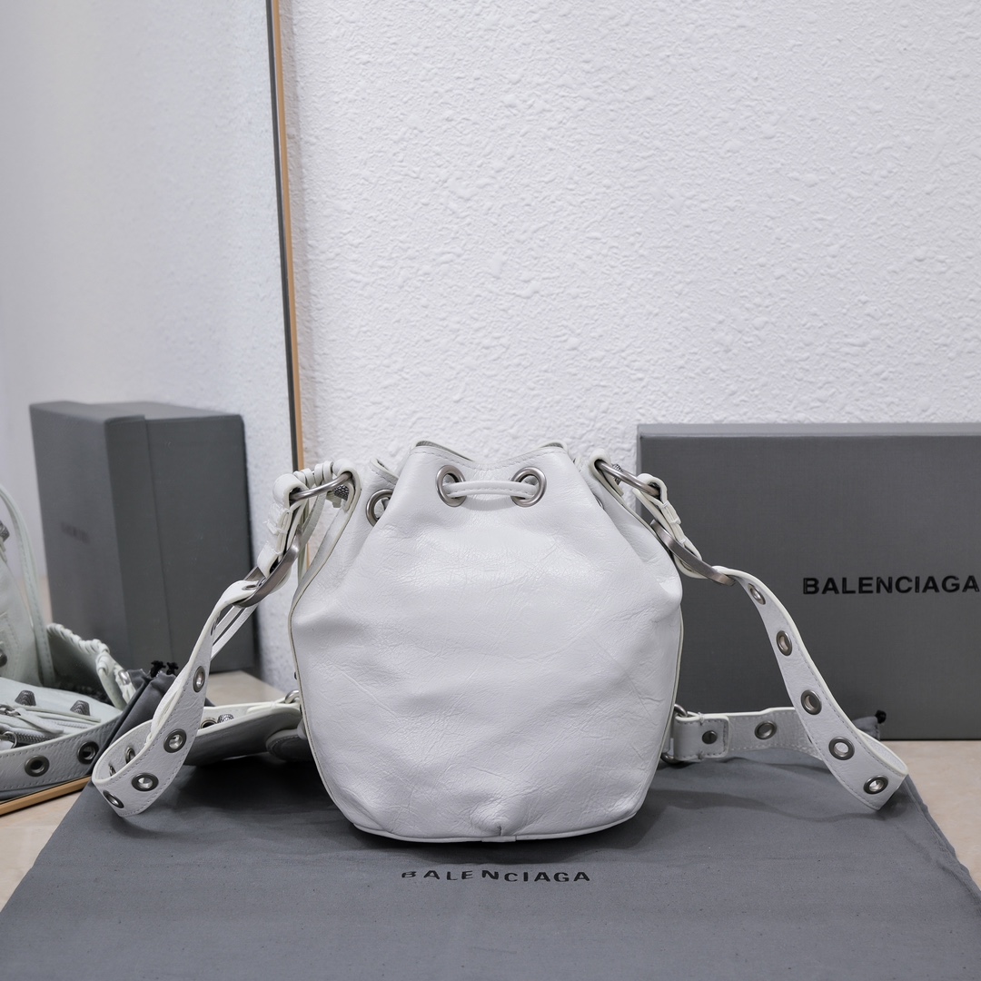 Ba1en*iaga Le Cagole Xs Bucket Bag White/Black/Light Black/Grey/Light Grey For Women 7.8in/20 cm 7024311VG9Y9104