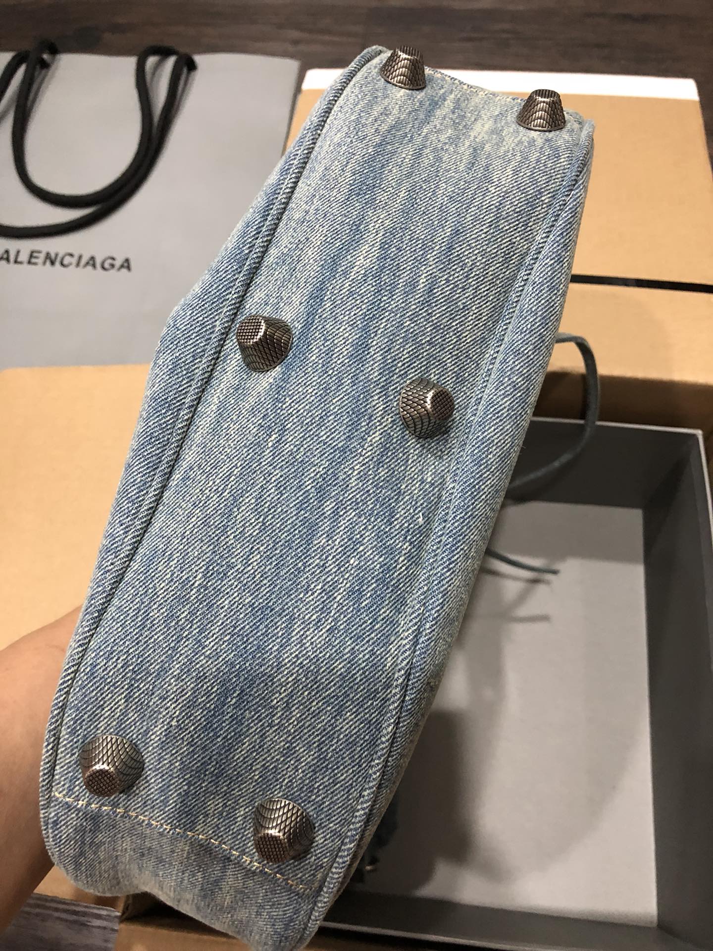 Ba1en*iaga Le Cagole XS Shoulder Bag Denim In Blue For Women 10.2in/26cm 6713092109U4715
