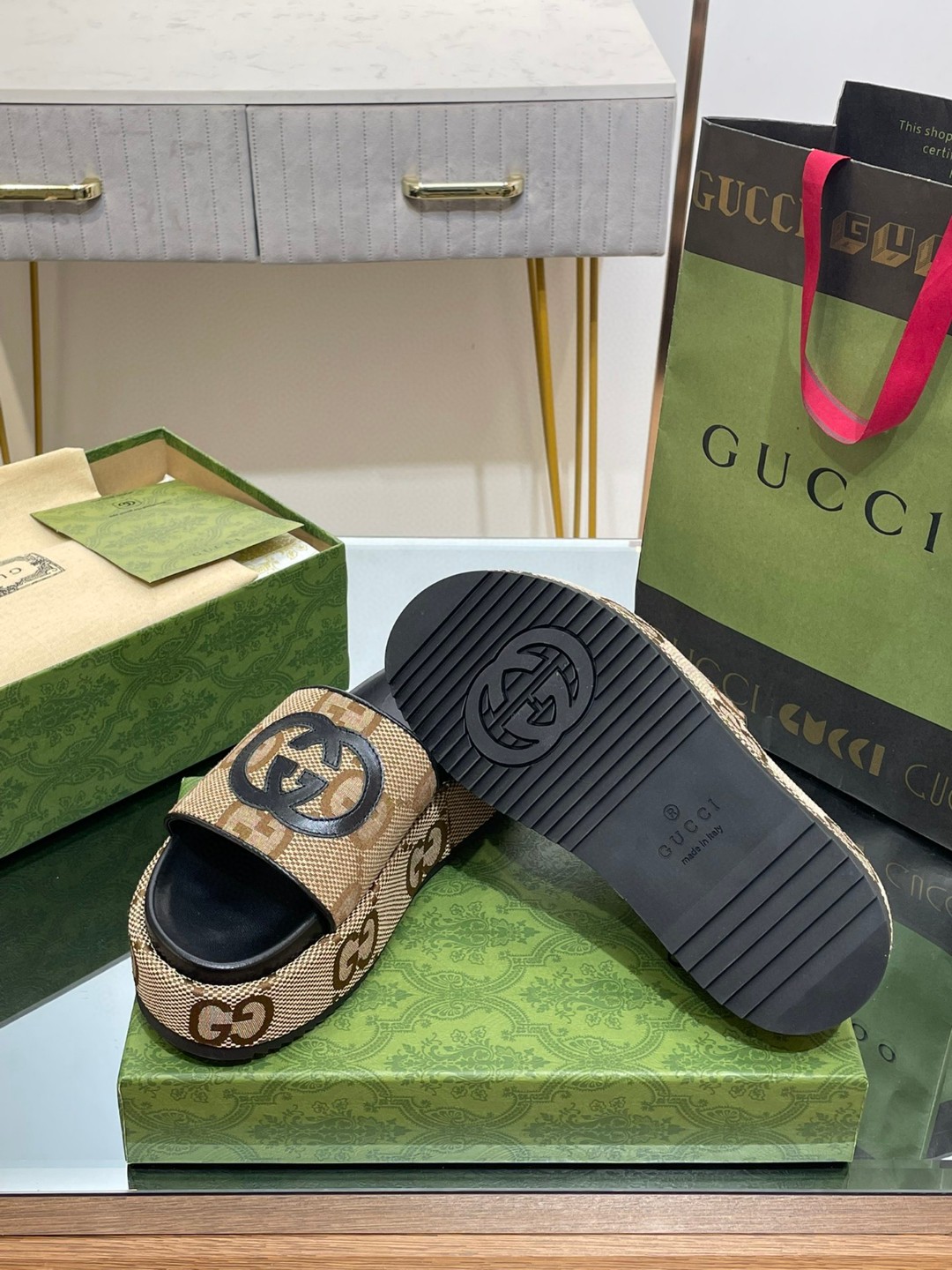 Gvc*1 Platform Slide Sandal Brown For Women ‎