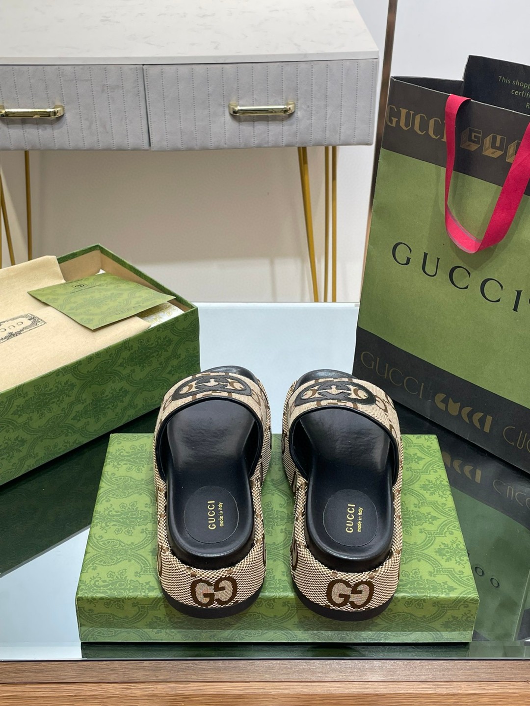 Gvc*1 Platform Slide Sandal Brown For Women ‎