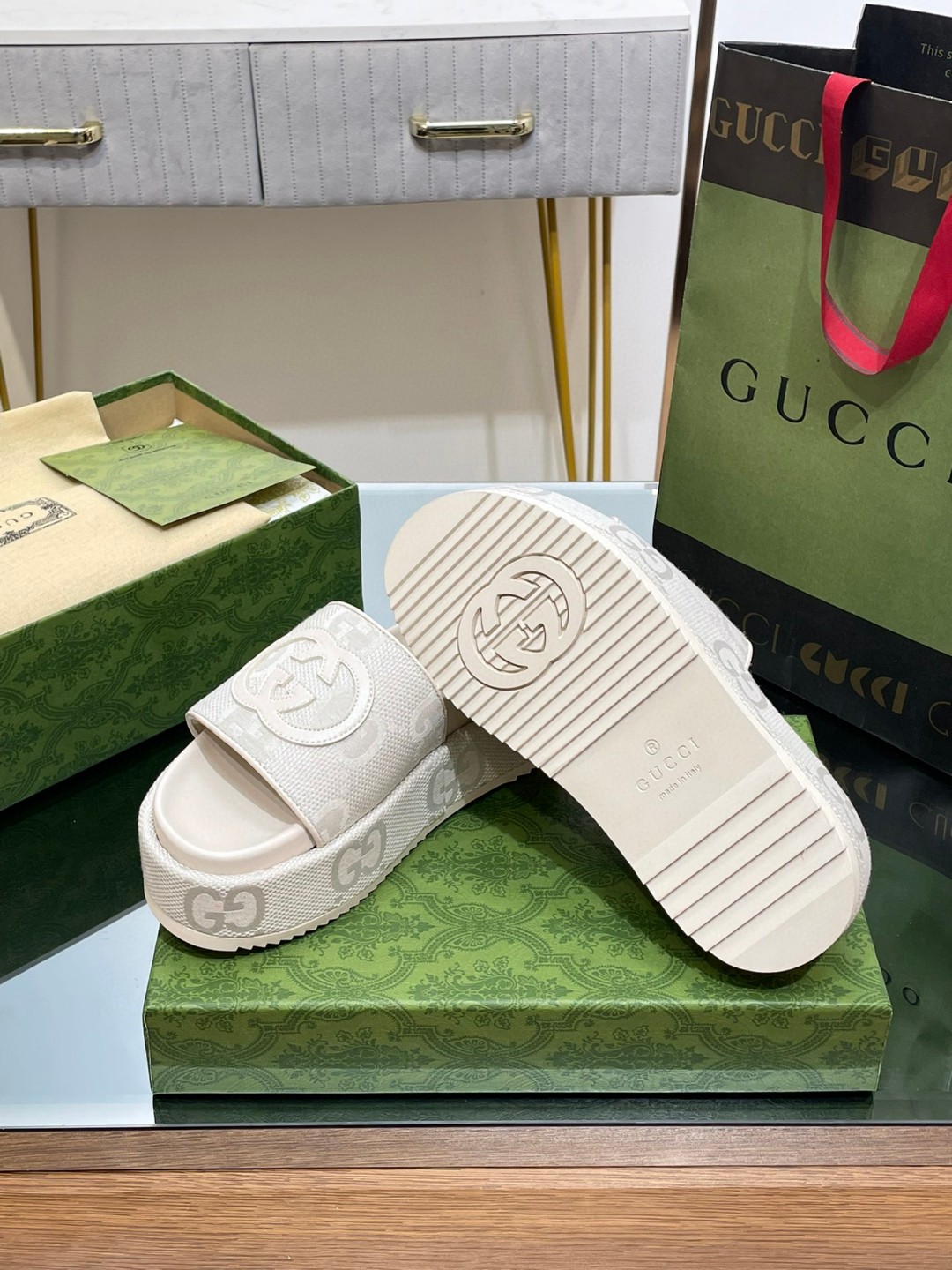 Gvc*1 Platform Slide Sandal White For Women ‎