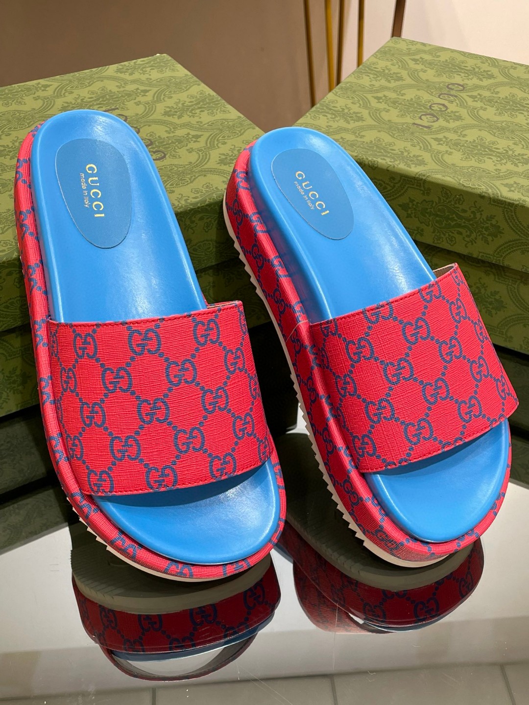 Gvc*1 Platform Slide Sandal Pink For Women ‎734913 FABJF 5614