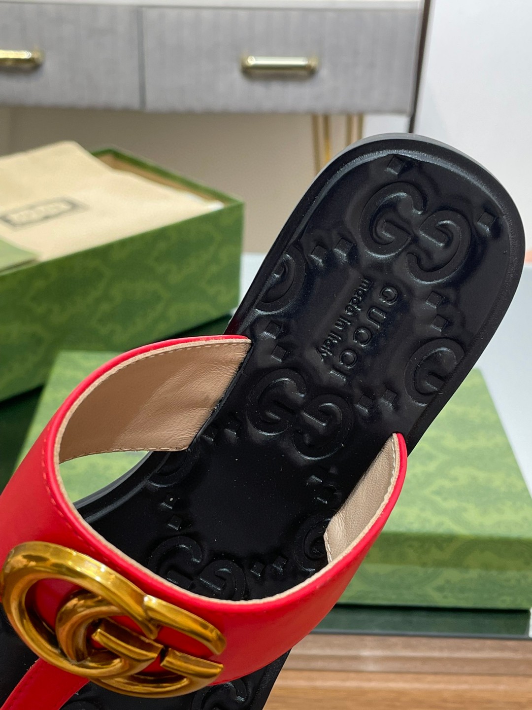 Gvc*1 Thong Sandal With Double G Red For Women ‎