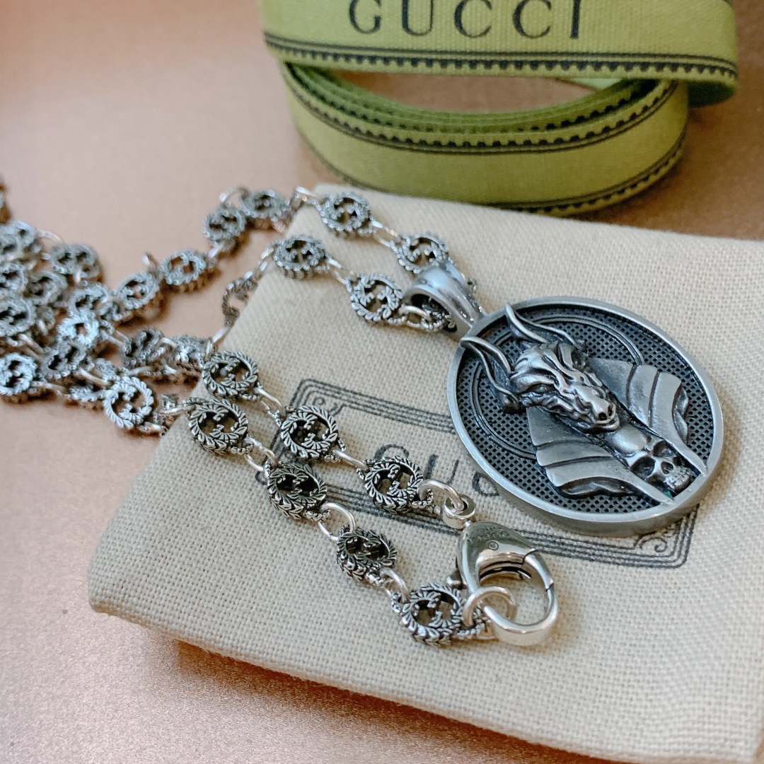 Gvc*1 Anubis Deity Necklace Silver Tone For Women