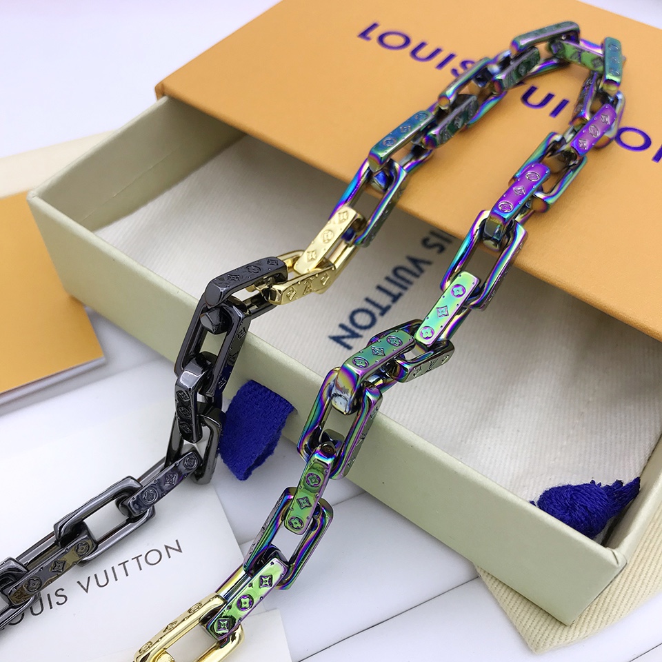 L0vis Vvtt0n Combinating Color Monogram Chain Necklace Multicolor For Men