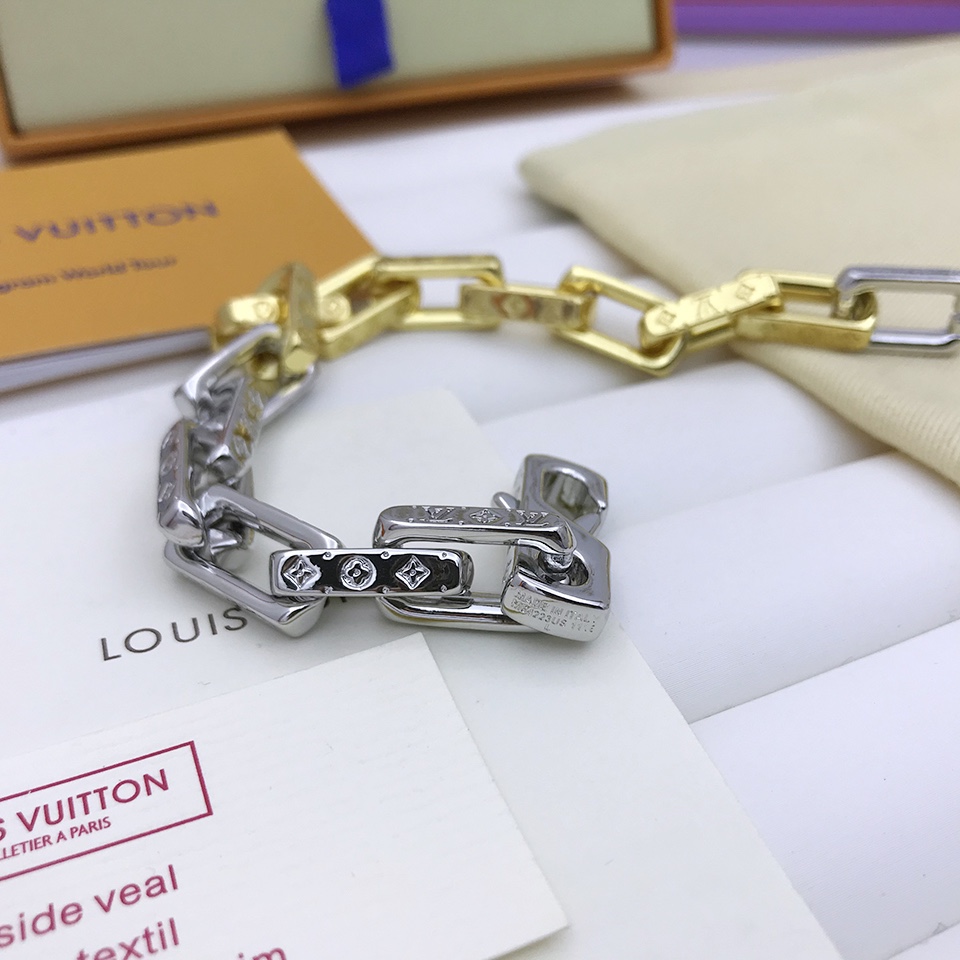 L0vis Vvtt0n Combinating Two Colors Monogram Chain Bracelet Multicolor For Men