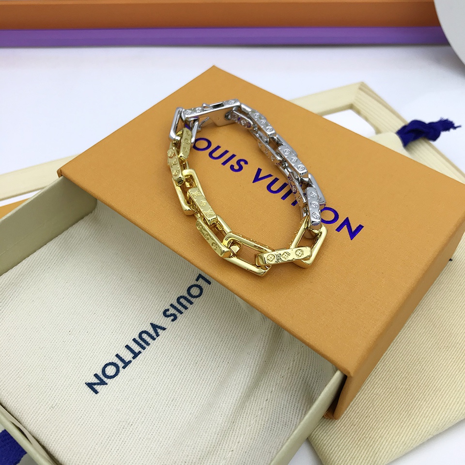 L0vis Vvtt0n Combinating Two Colors Monogram Chain Bracelet Multicolor For Men