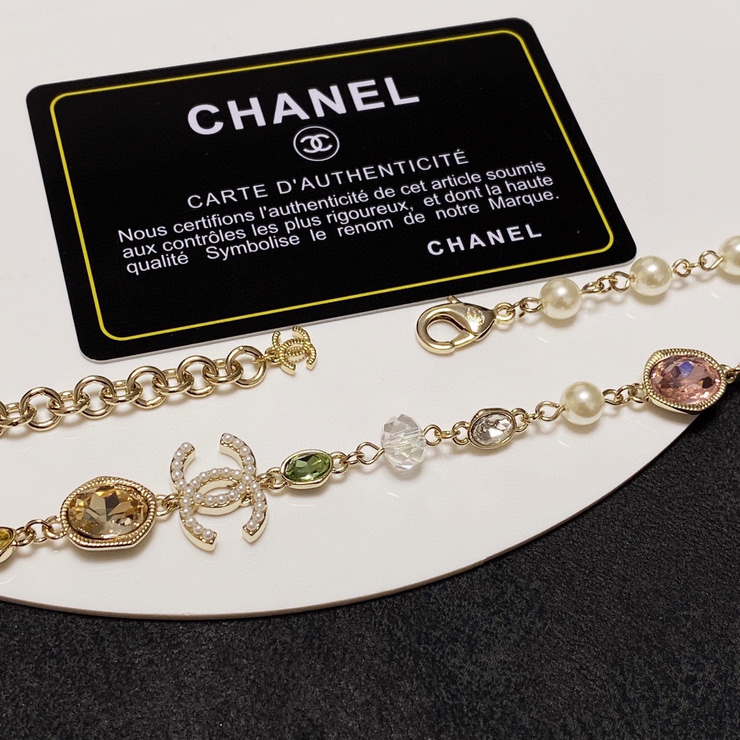 Ch**el Crystal Necklace Gold For Women