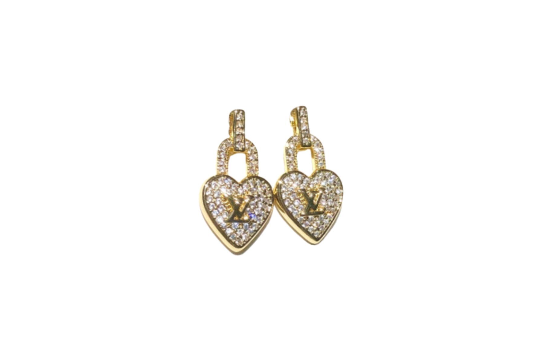 L0vis Vvtt0n Dangling Heart Earrings Gold Tone For Women