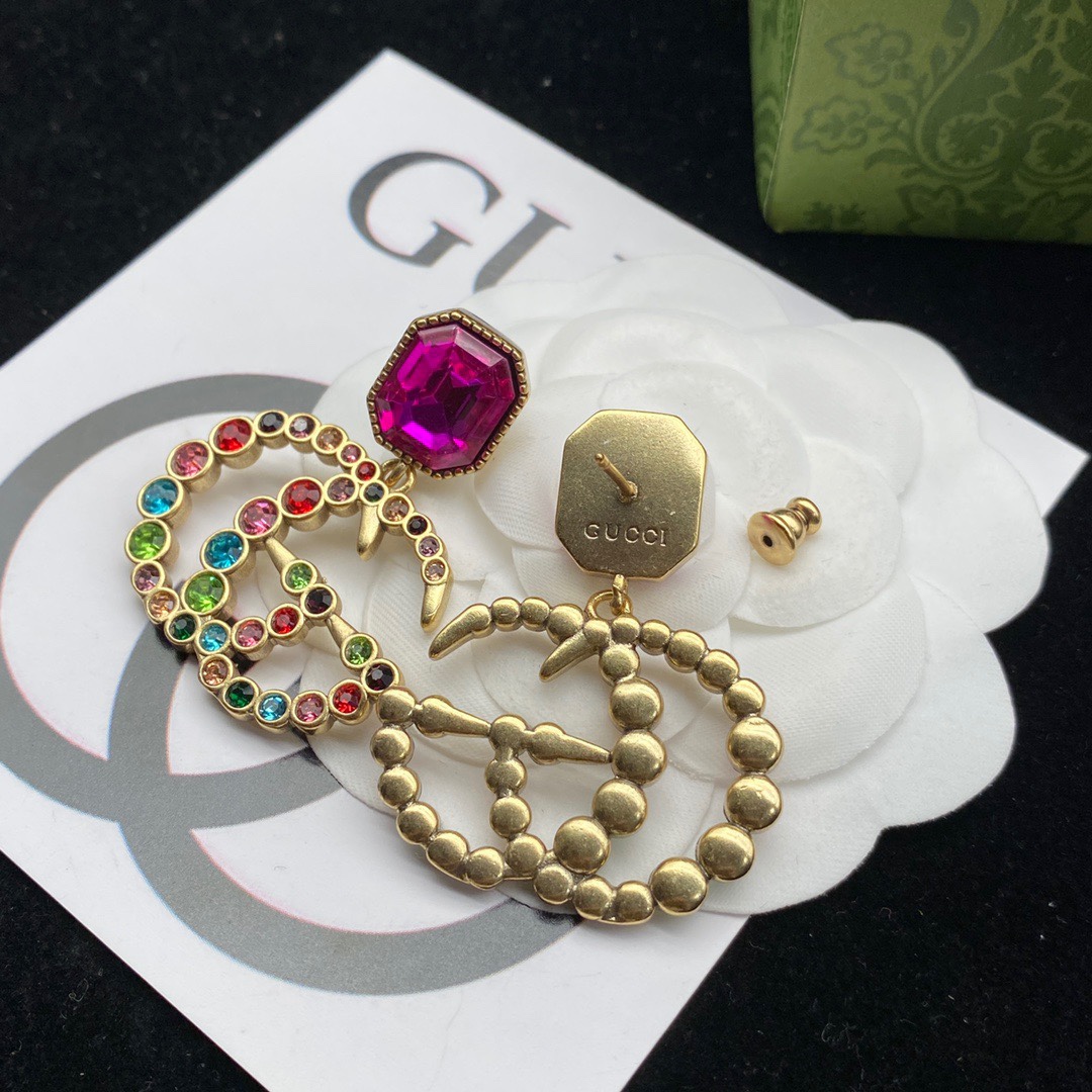 Gvc*1 D1am0nd GG Earrings Pink For Women