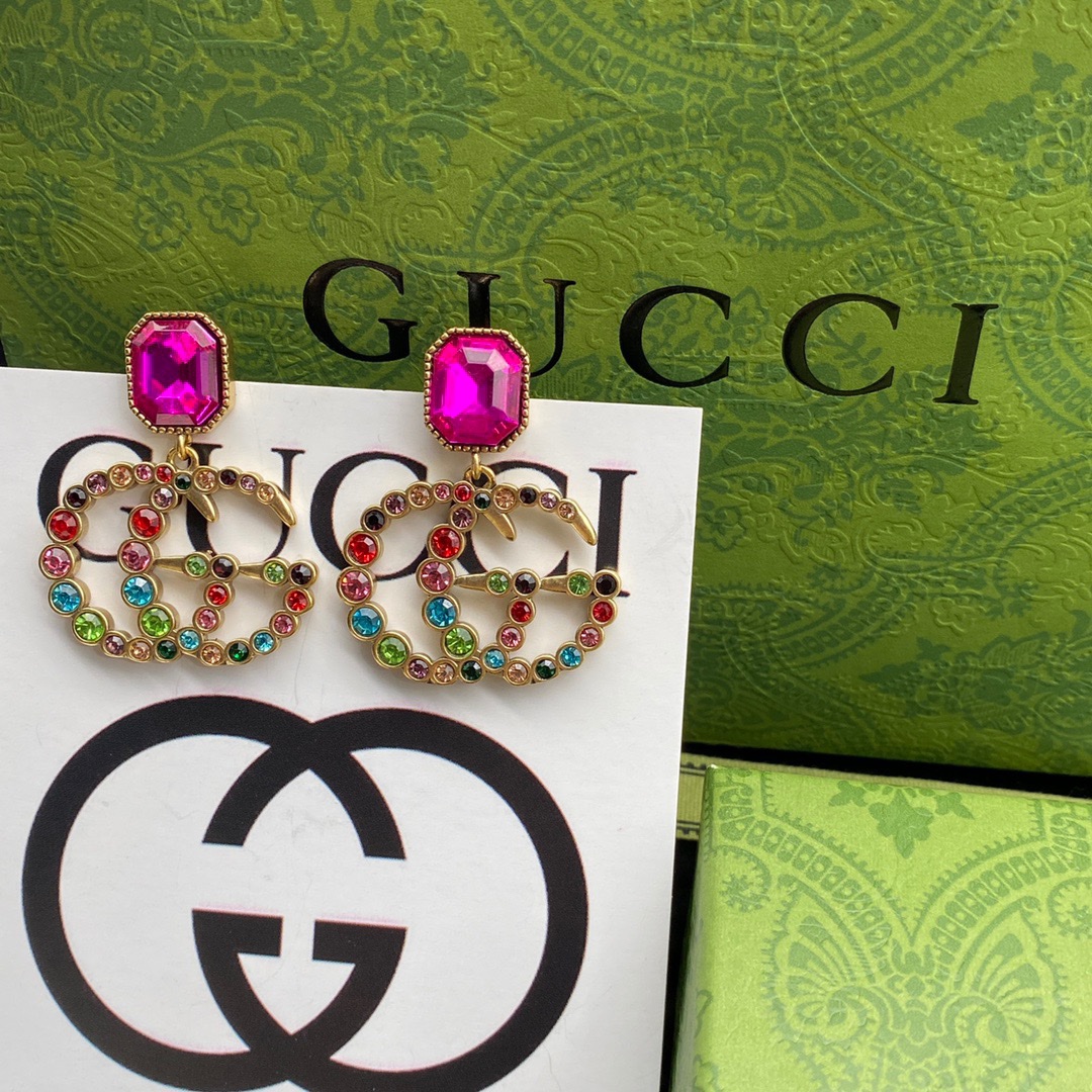 Gvc*1 D1am0nd GG Earrings Pink For Women