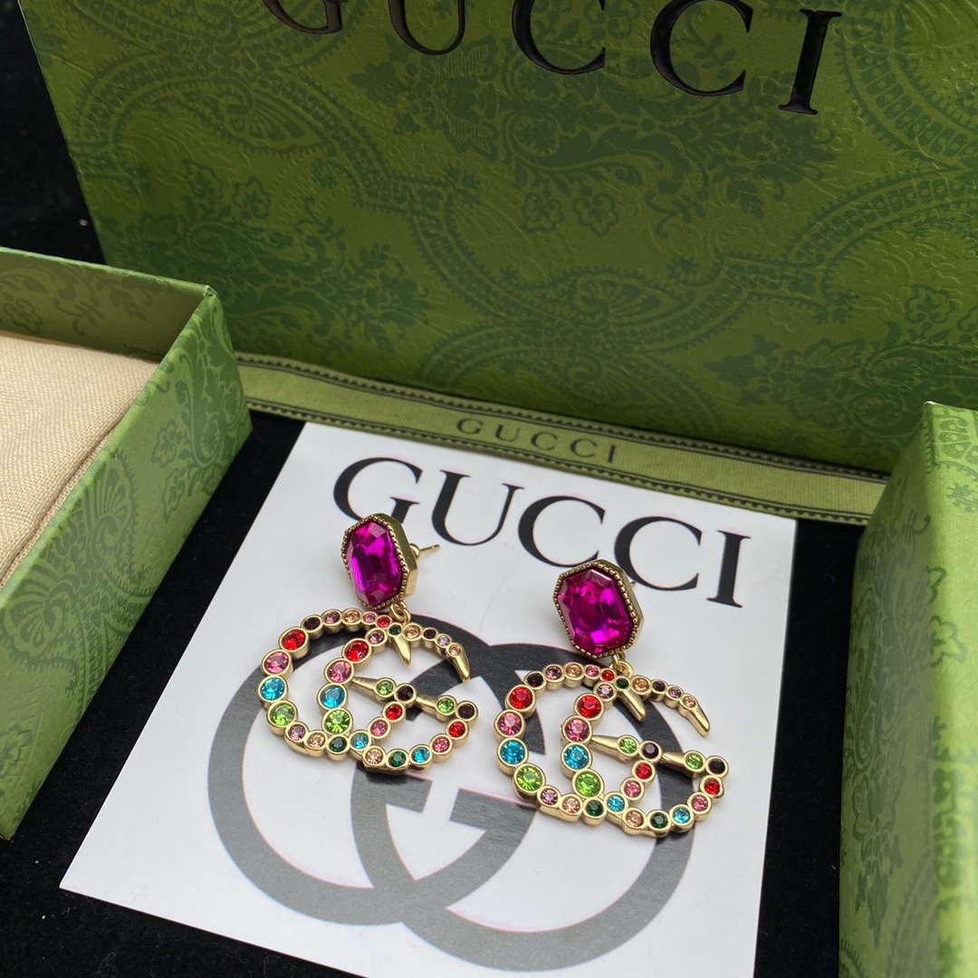 Gvc*1 D1am0nd GG Earrings Pink For Women