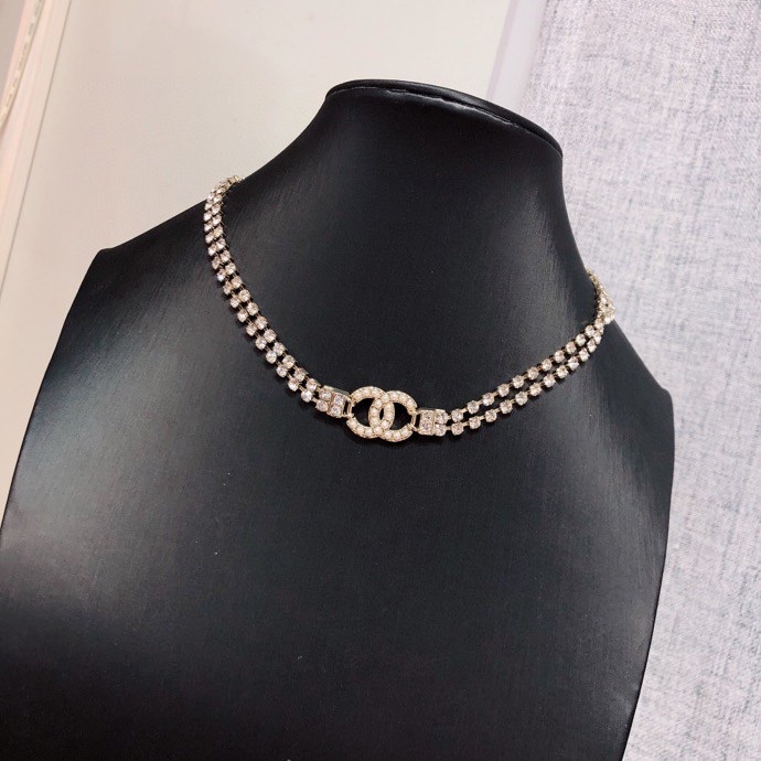 Ch**el D1am0nd Necklace Gold For Women