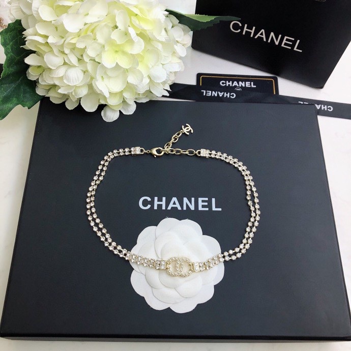 Ch**el D1am0nd Necklace Gold For Women
