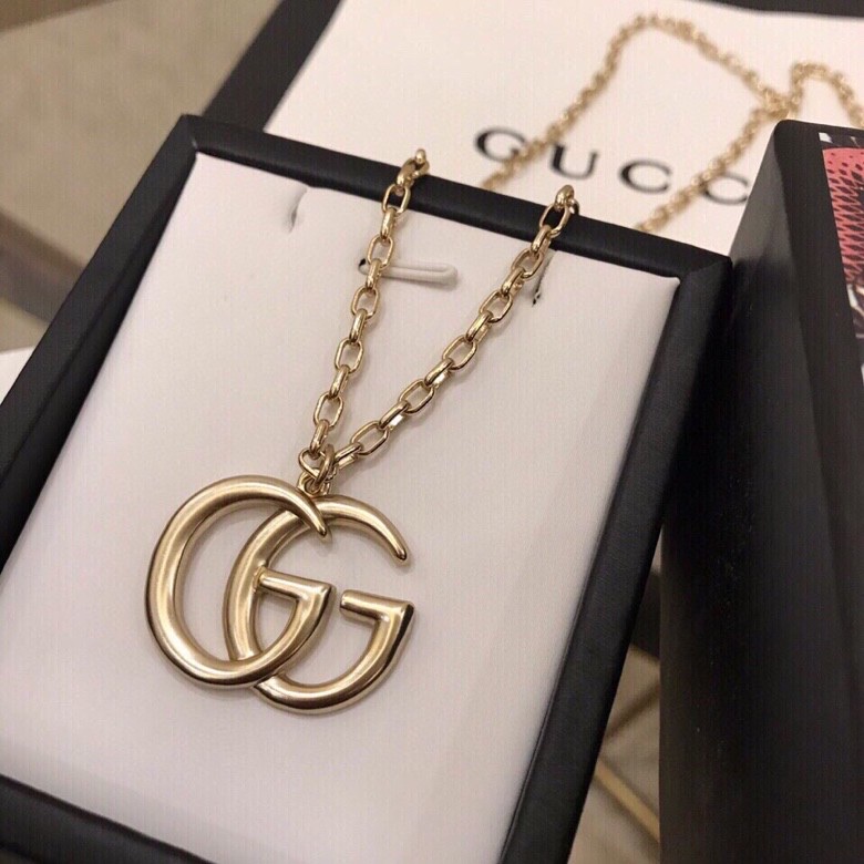 Gvc*1 Douple G Frame Pendant Necklace Gold Tone For Women