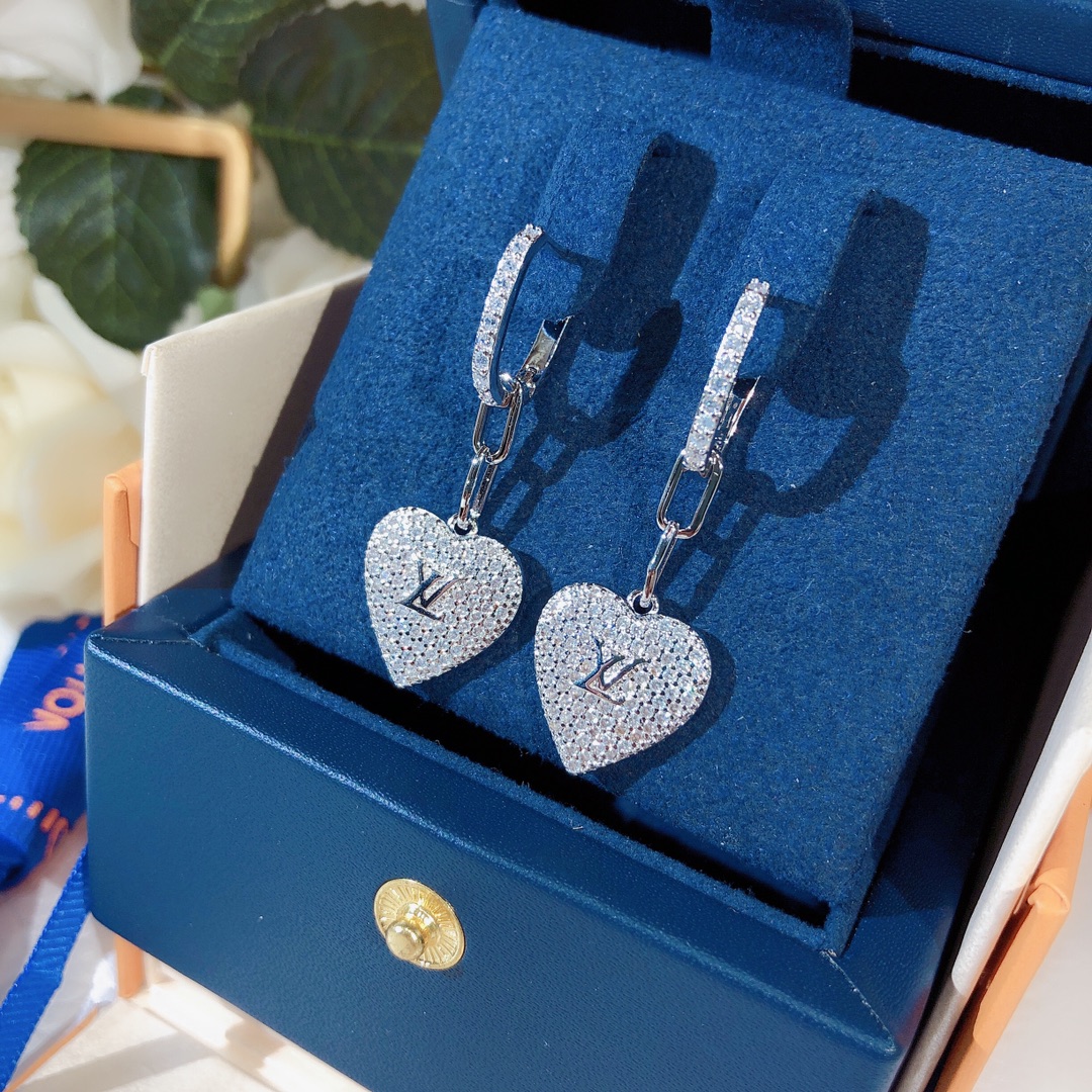 L0vis Vvtt0n Engraving LV Signature Twinkle Earrings Silver Tone For Women