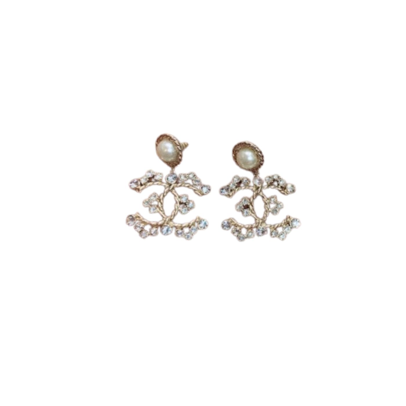 Ch**el Fashional Douple C Earrings Gold Tone For Women