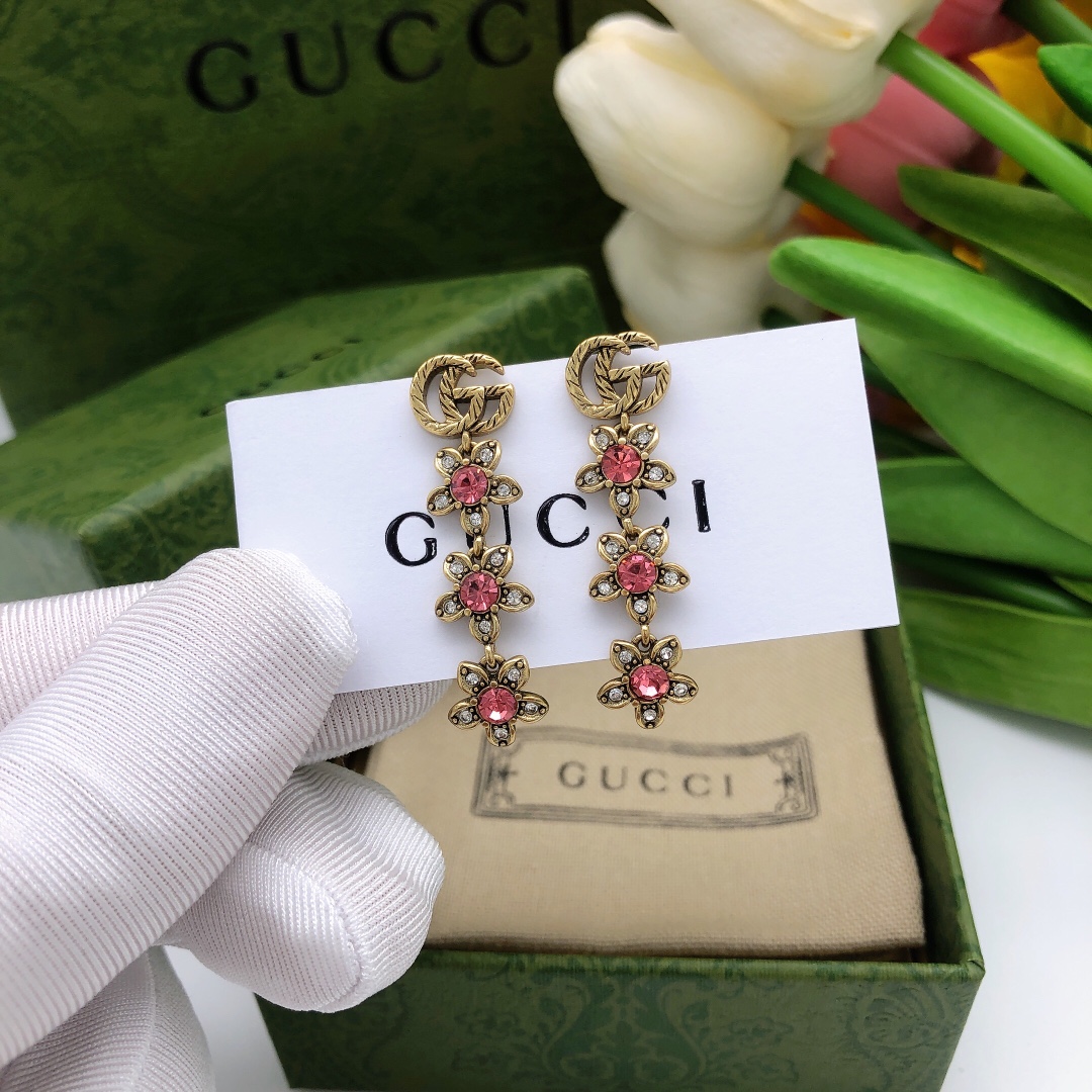 Gvc*1 Flower Stud Earrings Pink For Women