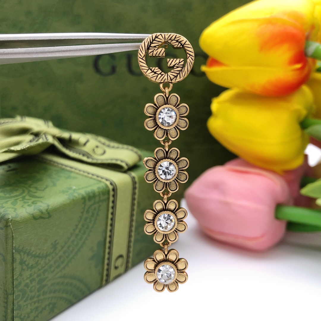 Gvc*1 Flower Tassel Earrings Gold For Women