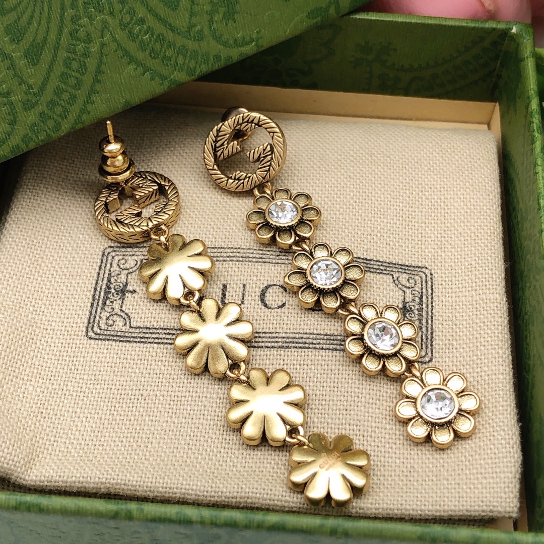 Gvc*1 Flower Tassel Earrings Gold For Women
