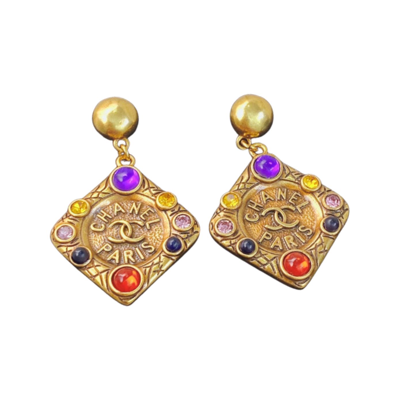 Ch**el Glass Earrings Gold For Women