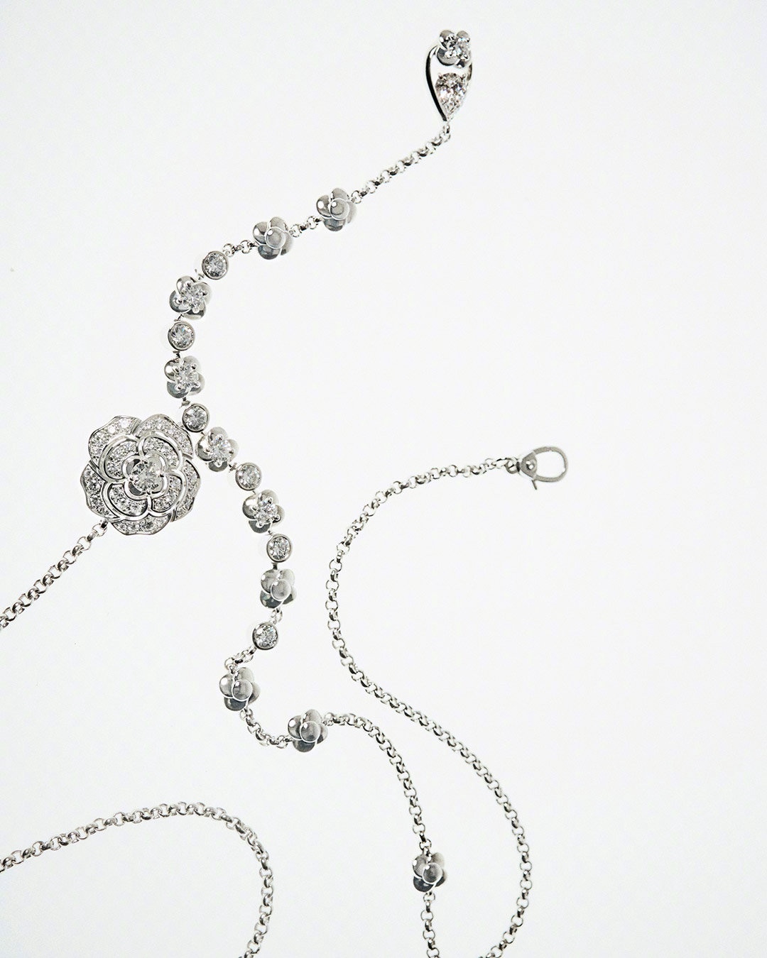 Ch**el Hollow Camellia Necklace Silver For Women