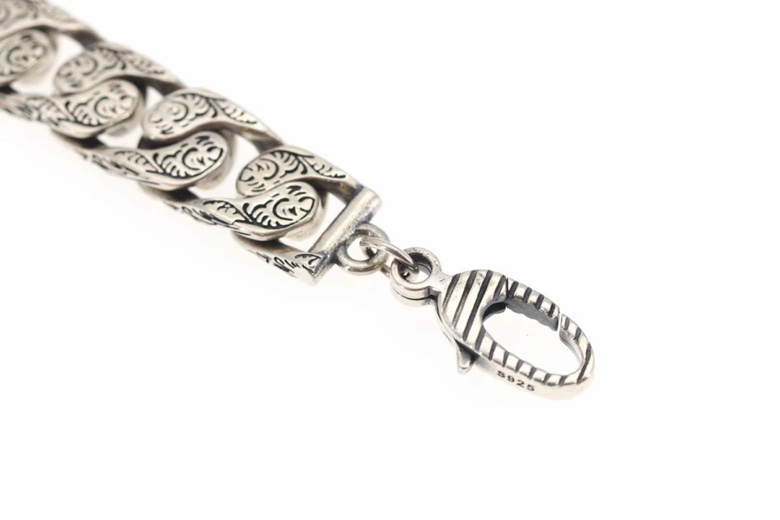 Gvc*1 Interlocking G Chain Bracelet Silver Tone For Men 454285 J8400 0811